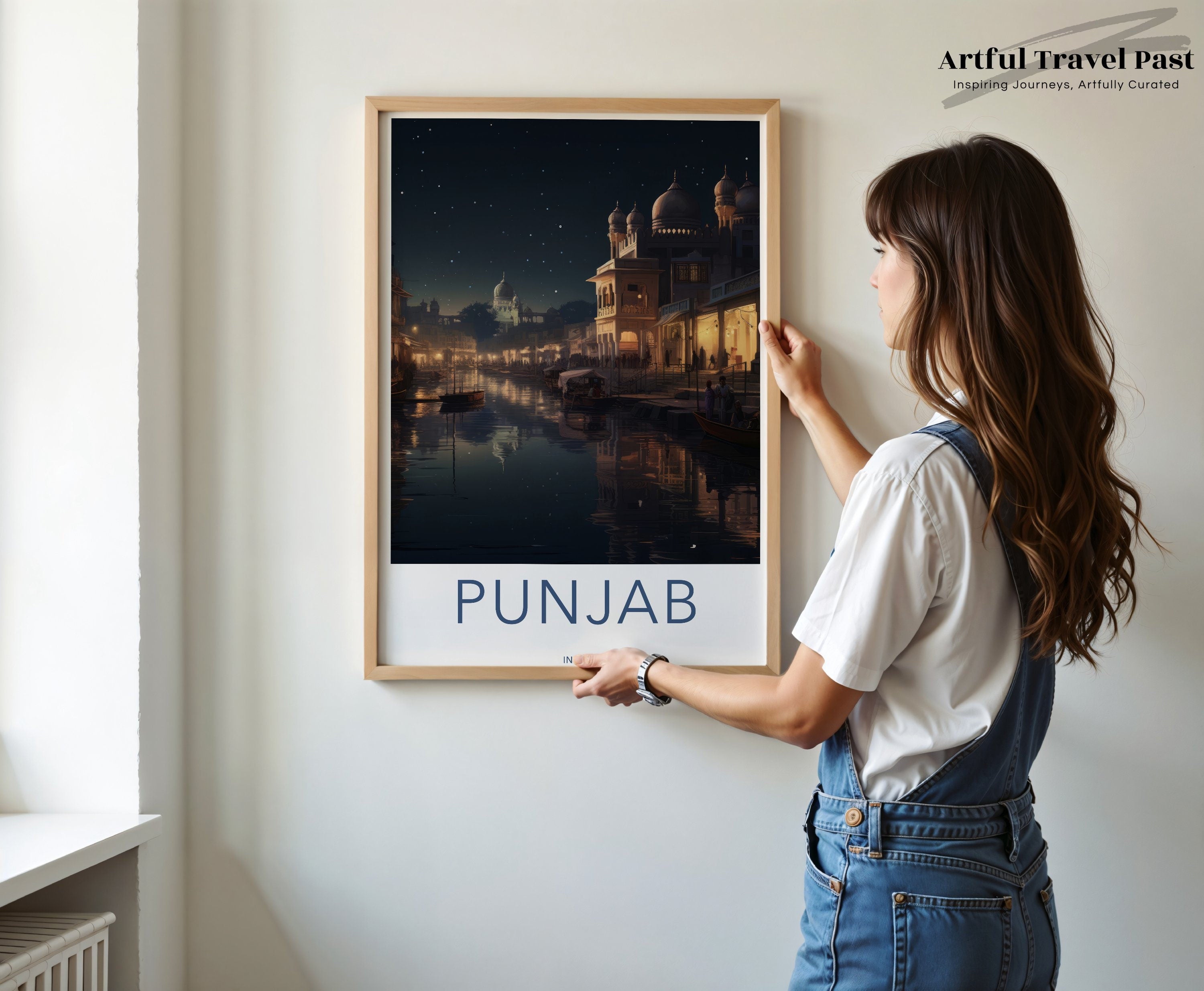 Punjab Wall Art, Night View Print, Architectural Wonders Décor, Water Reflection Poster, Cultural Landmarks Art, Indian Heritage