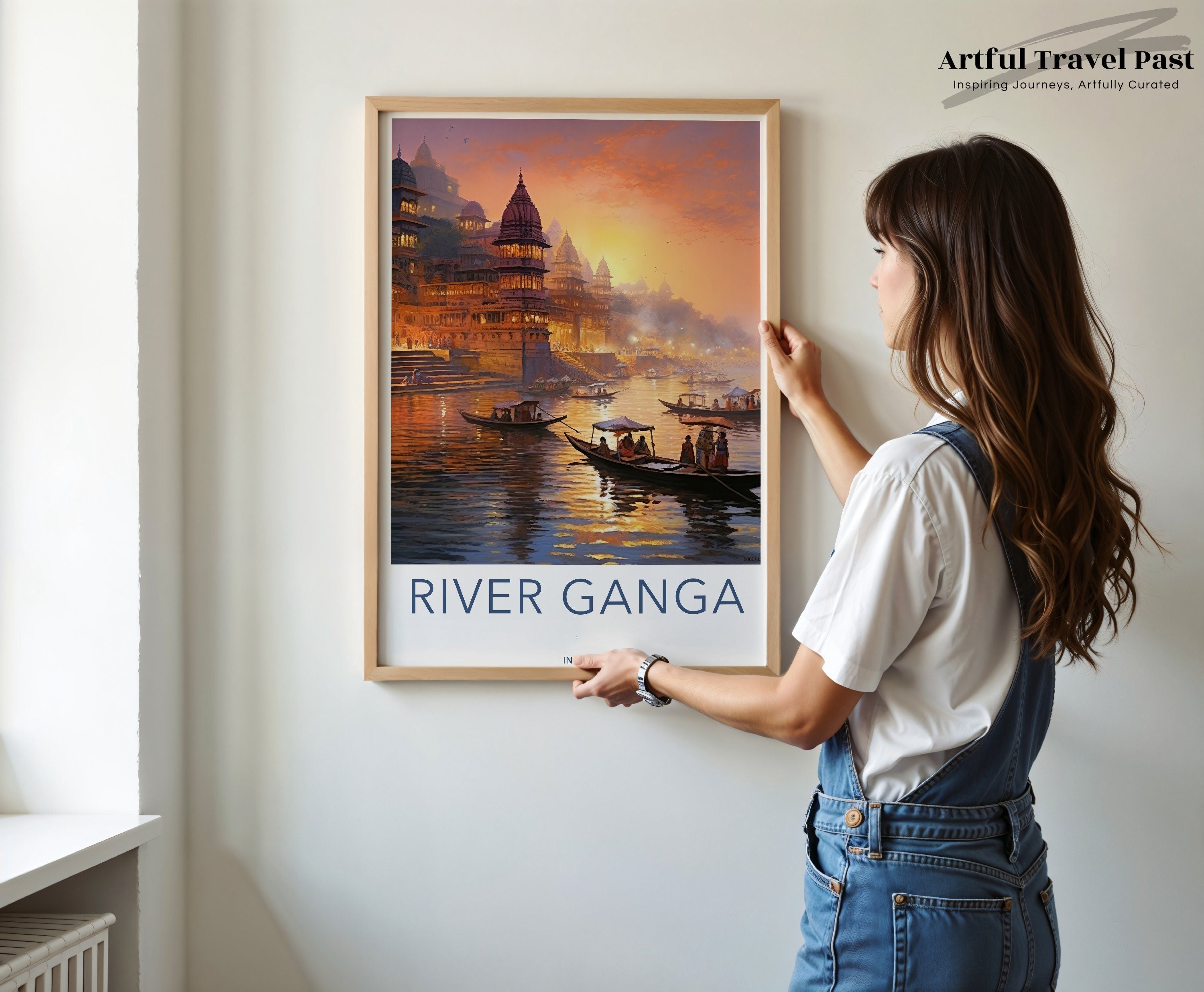 Varanasi River Ganga Wall Art, Sunset on River Ganges, Old Varanasi Landscape Print, Scenic India Travel Poster, Historical Cultural Decor