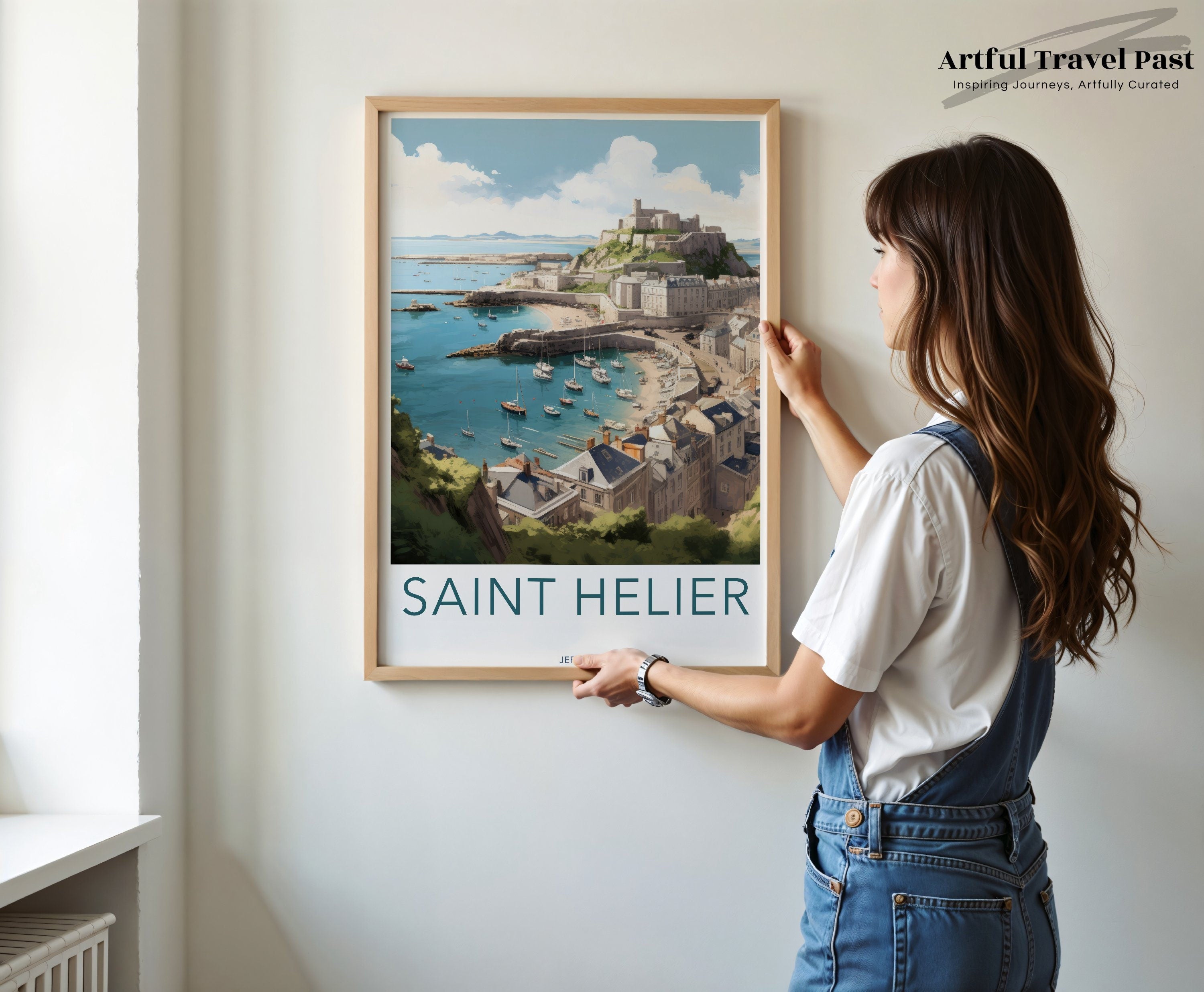 Saint Helier Wall Art, Jersey Coastal Print, Historic Town Illustration, Maritime Cityscape Poster, Seaside Decor