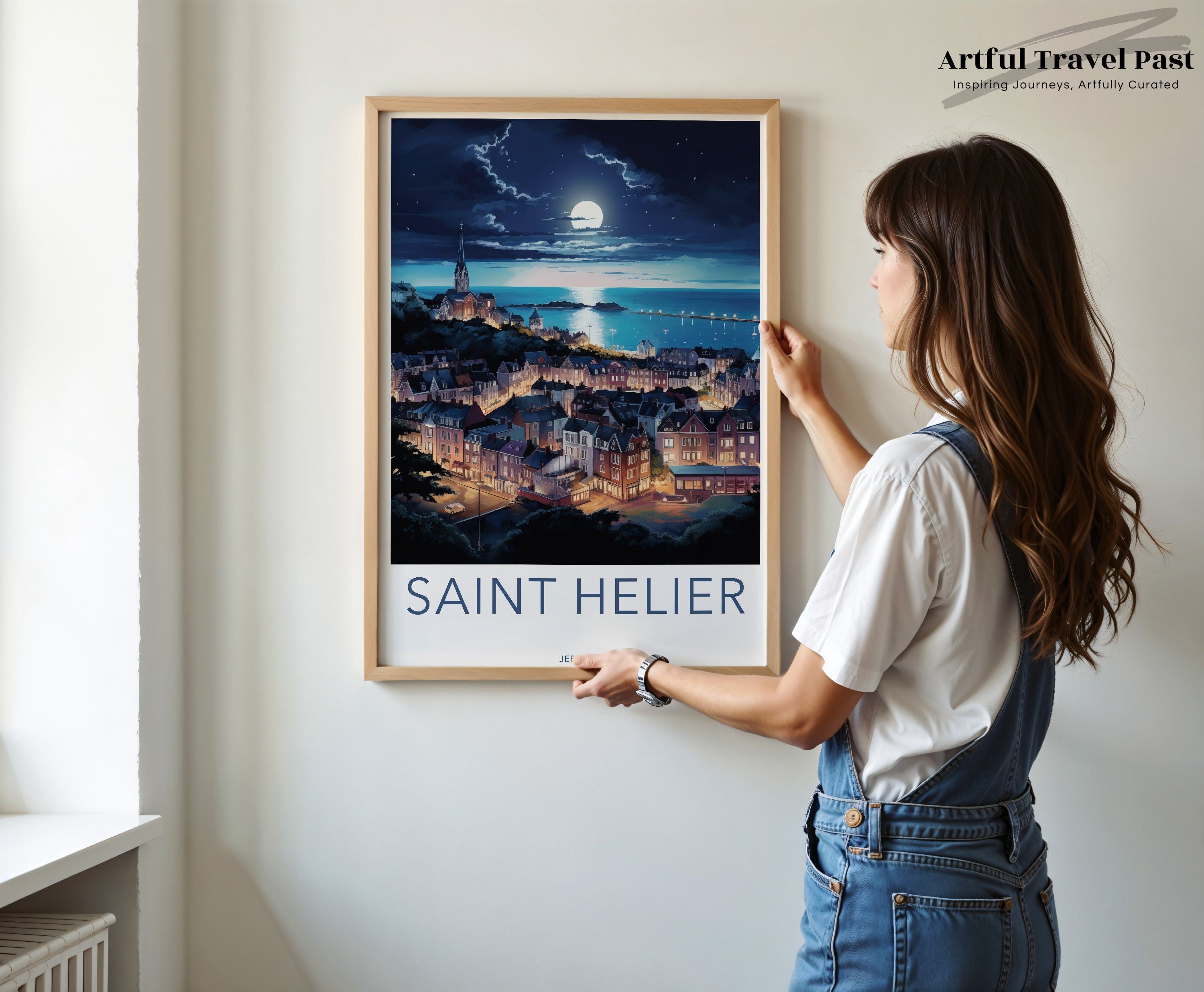 Saint Helier Wall Art, Jersey Nightscape Print, Coastal City Artwork, Beautiful City View, Stunning Night Scene Wall Decor