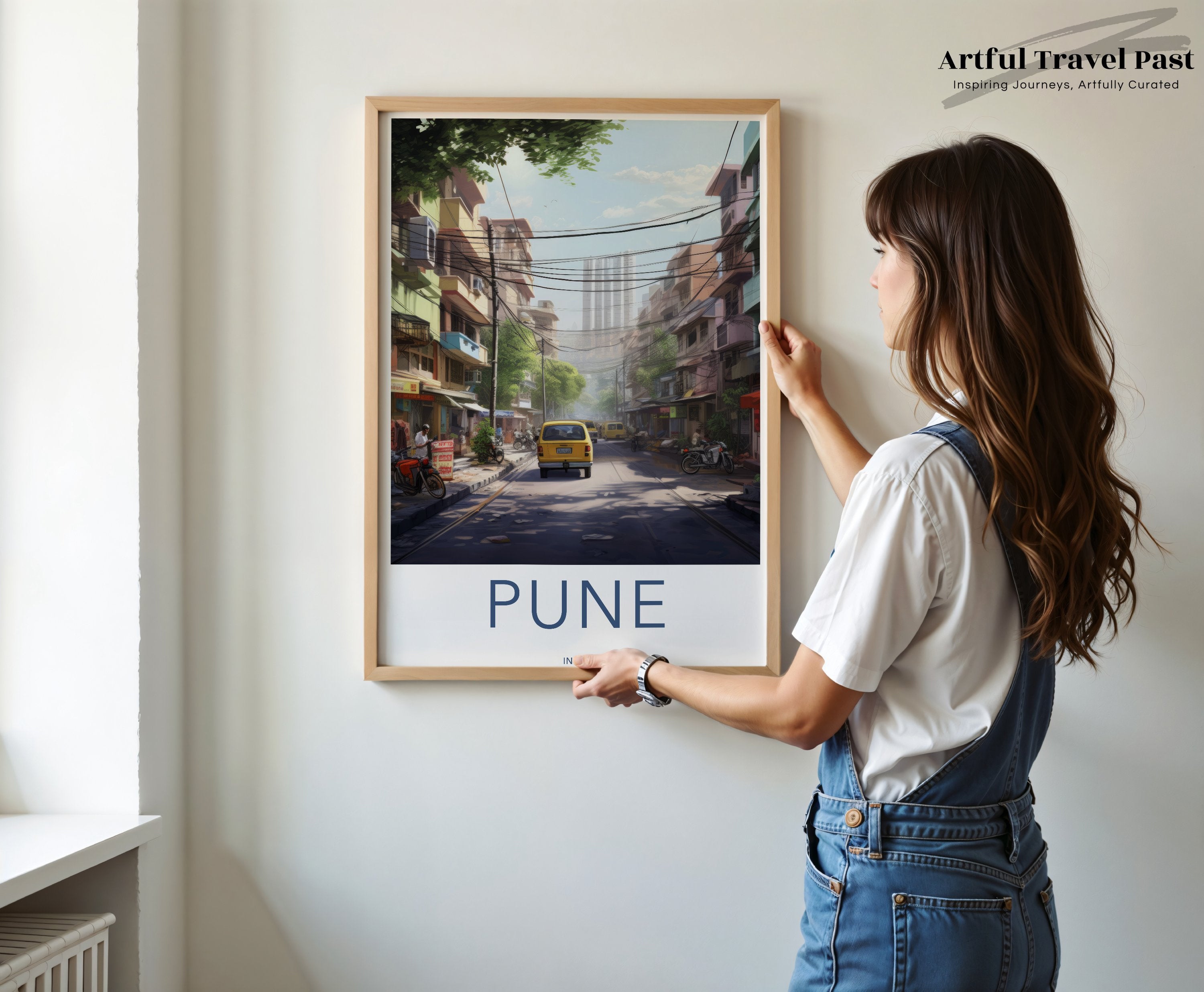 Pune City Street View Wall Art, India Urban Landscape Poster, Colorful Cityscape Print, Pune Decor, Indian City Art