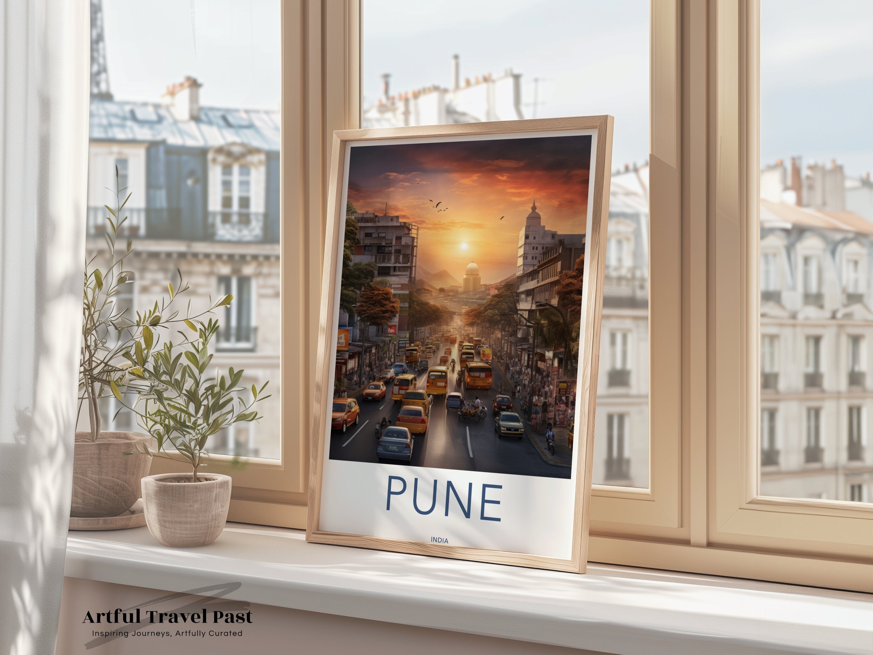 Pune India Sunset Cityscape Wall Art, Historical and Cultural Decor, Architectural Wonders, Vibrant Streets, Perfect Home Decoration