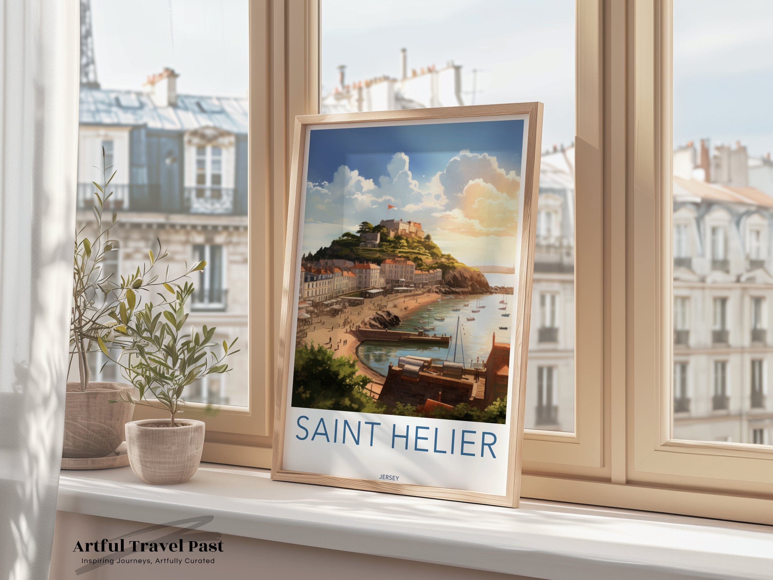 Saint Helier Wall Art, Jersey Coastal Print, Historical Landscape Artwork, Scenic Beach Decor, Nautical Home Decor, Coastal City View