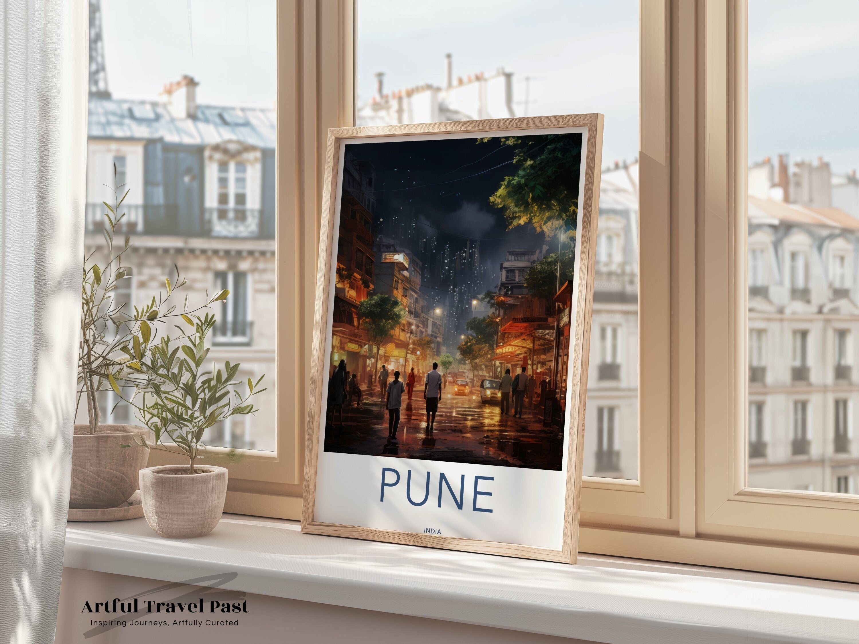 Pune Cityscape Wall Art, Urban Night Scene Print, Indian City Streets, Home Decor Poster, Modern City Night Lights, Cultural Landmark