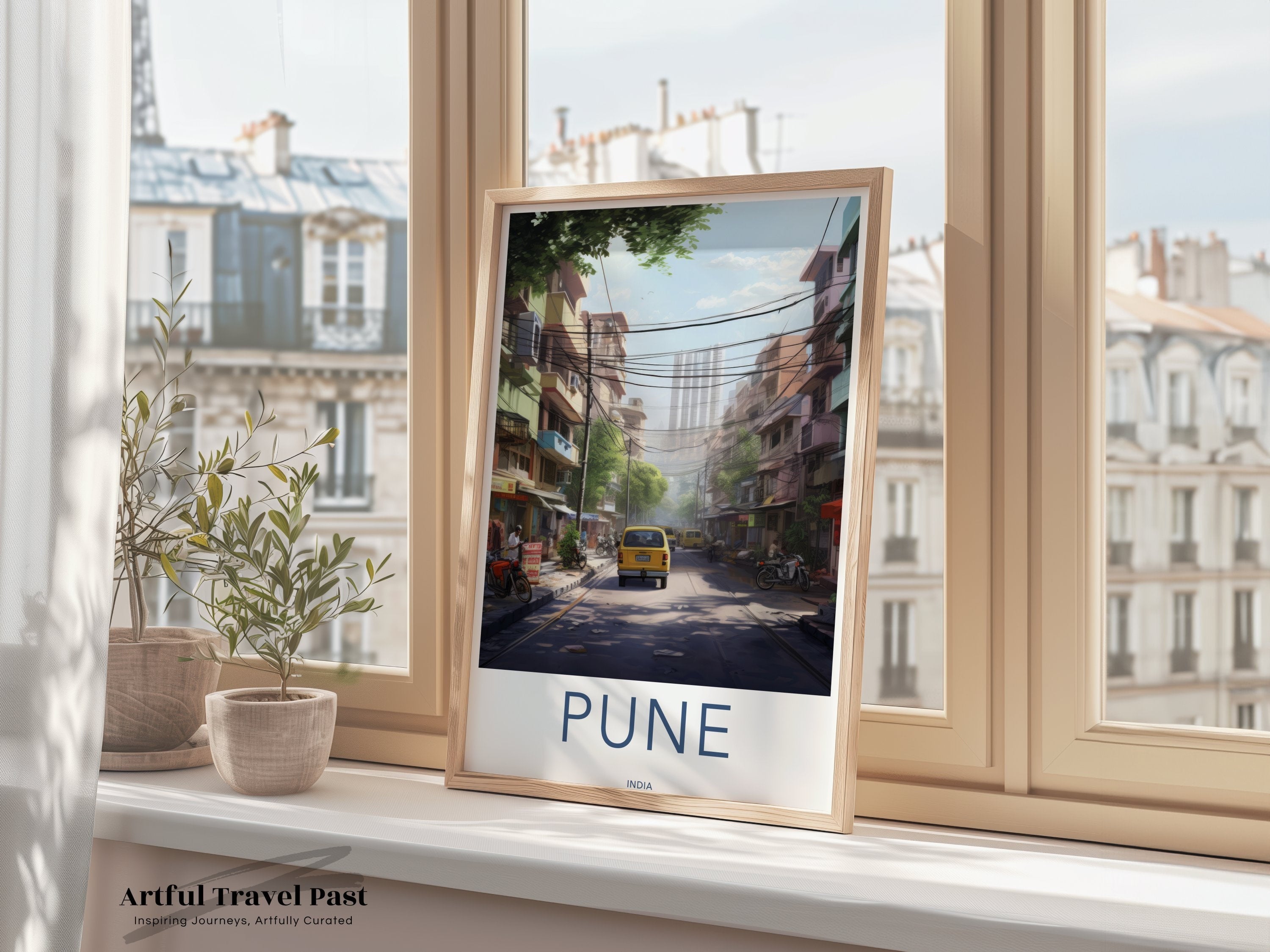 Pune City Street View Wall Art, India Urban Landscape Poster, Colorful Cityscape Print, Pune Decor, Indian City Art