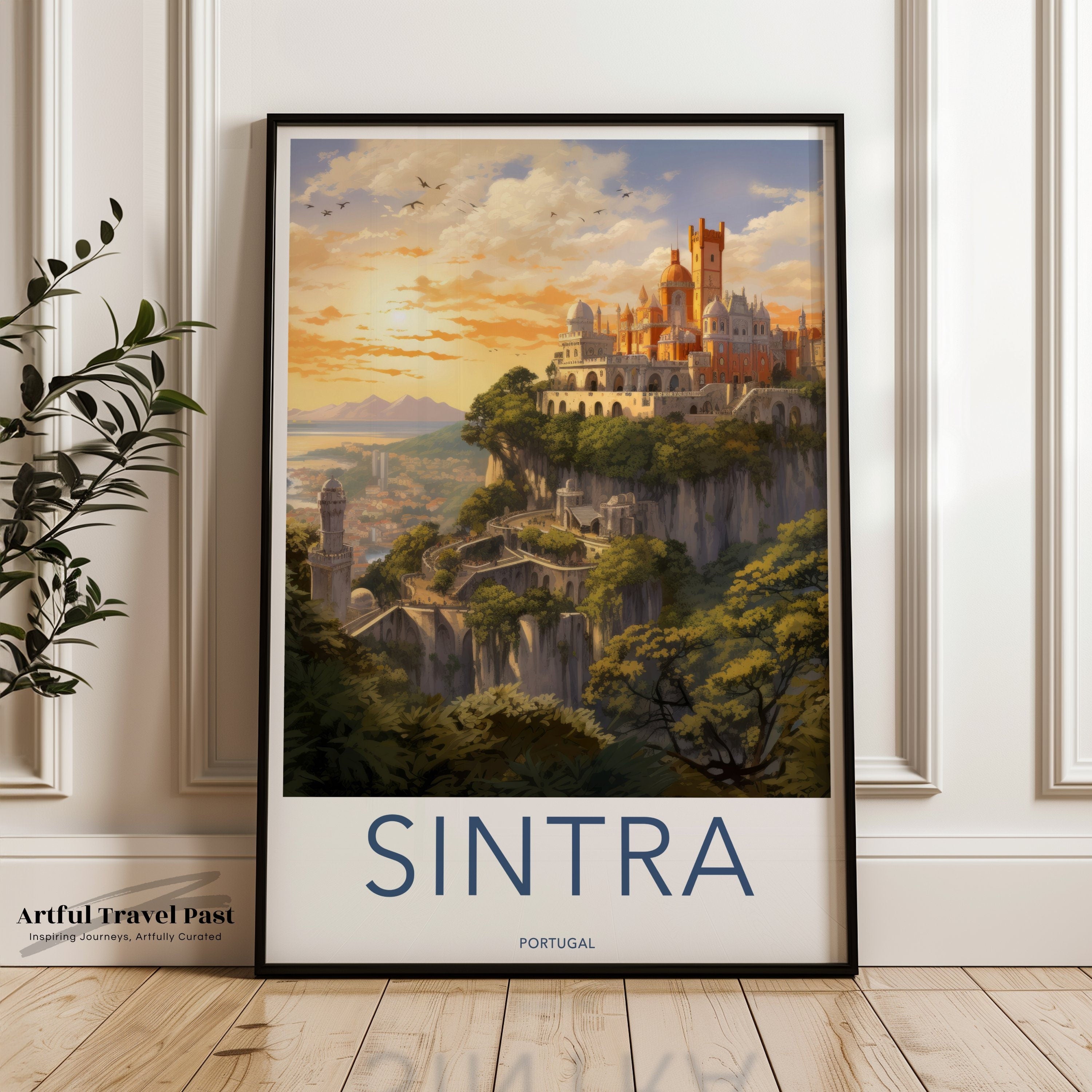 Sintra Wall Art, Historic Castle Print, Portugal Travel Poster, European Architecture Art, Vintage Landscape Decor, Home Office Decor