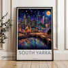 Stunning South Yarra Wall Art Print, Melbourne Skyline, Night Cityscape Illustration, Modern Home Decor, Australia Travel Poster