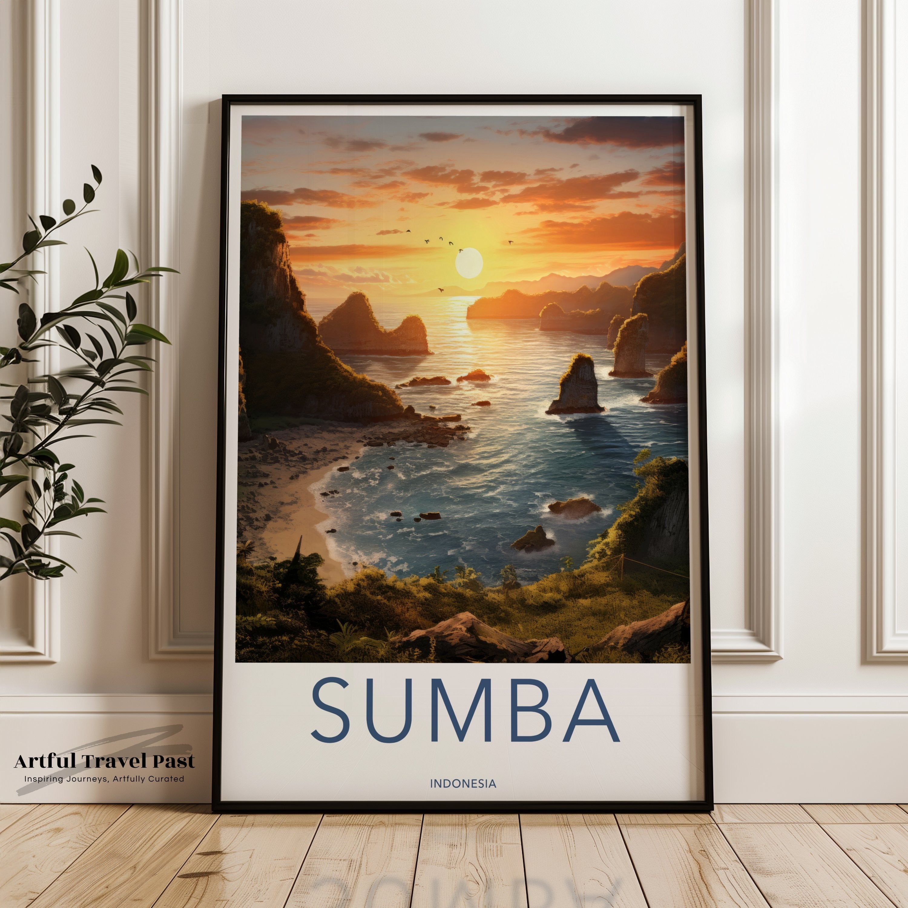 Sumba Island Sunset Wall Art, Indonesia Landscape Art, Coastal Scenic View, Nature Wall Decor, Travel Photography Poster, Tropical Paradise