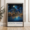 South Yarra Melbourne Wall Art Print, Melbourne City Nightscape Poster, Beautiful Moonlit Skyline Art, Water Reflection Decor