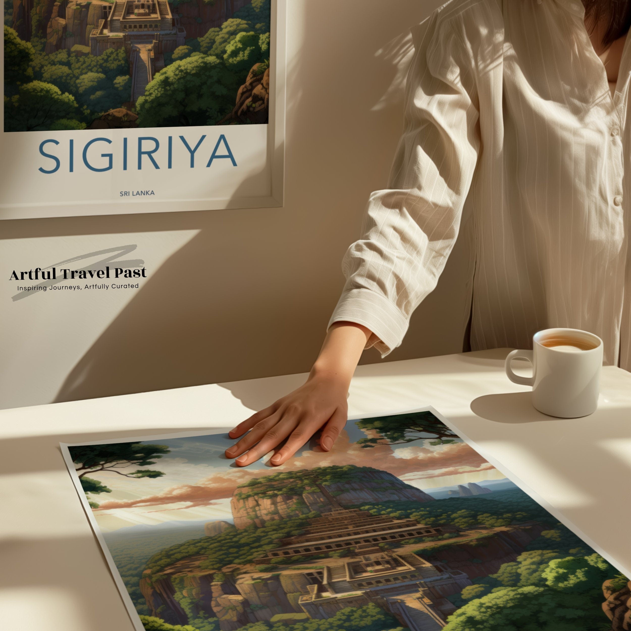 Sigiriya Wall Art, Ancient Rock Fortress, Sri Lanka Travel Poster, Historical Site Print, Home Decor, Nature Landscape Artwork