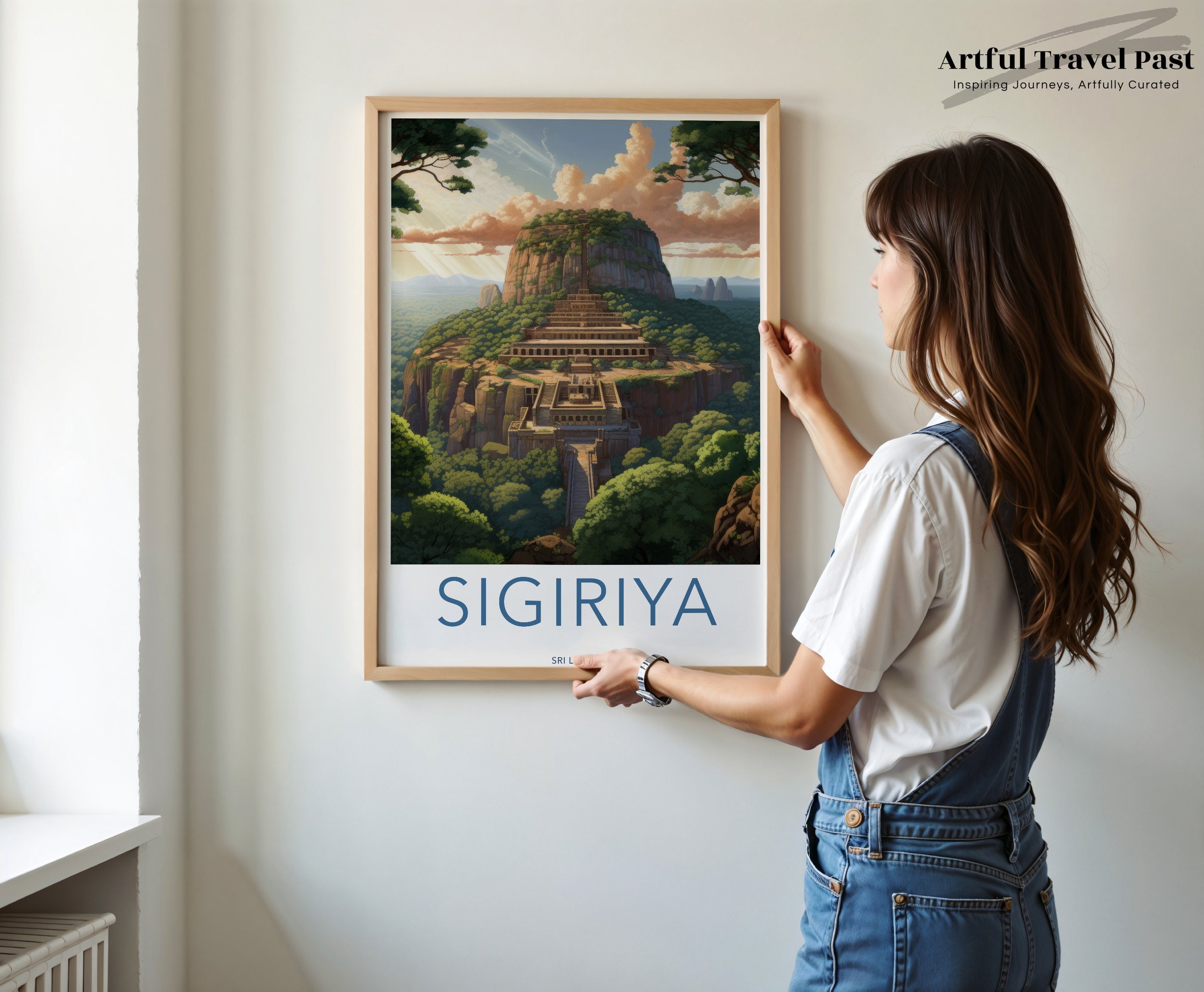 Sigiriya Wall Art, Ancient Rock Fortress, Sri Lanka Travel Poster, Historical Site Print, Home Decor, Nature Landscape Artwork