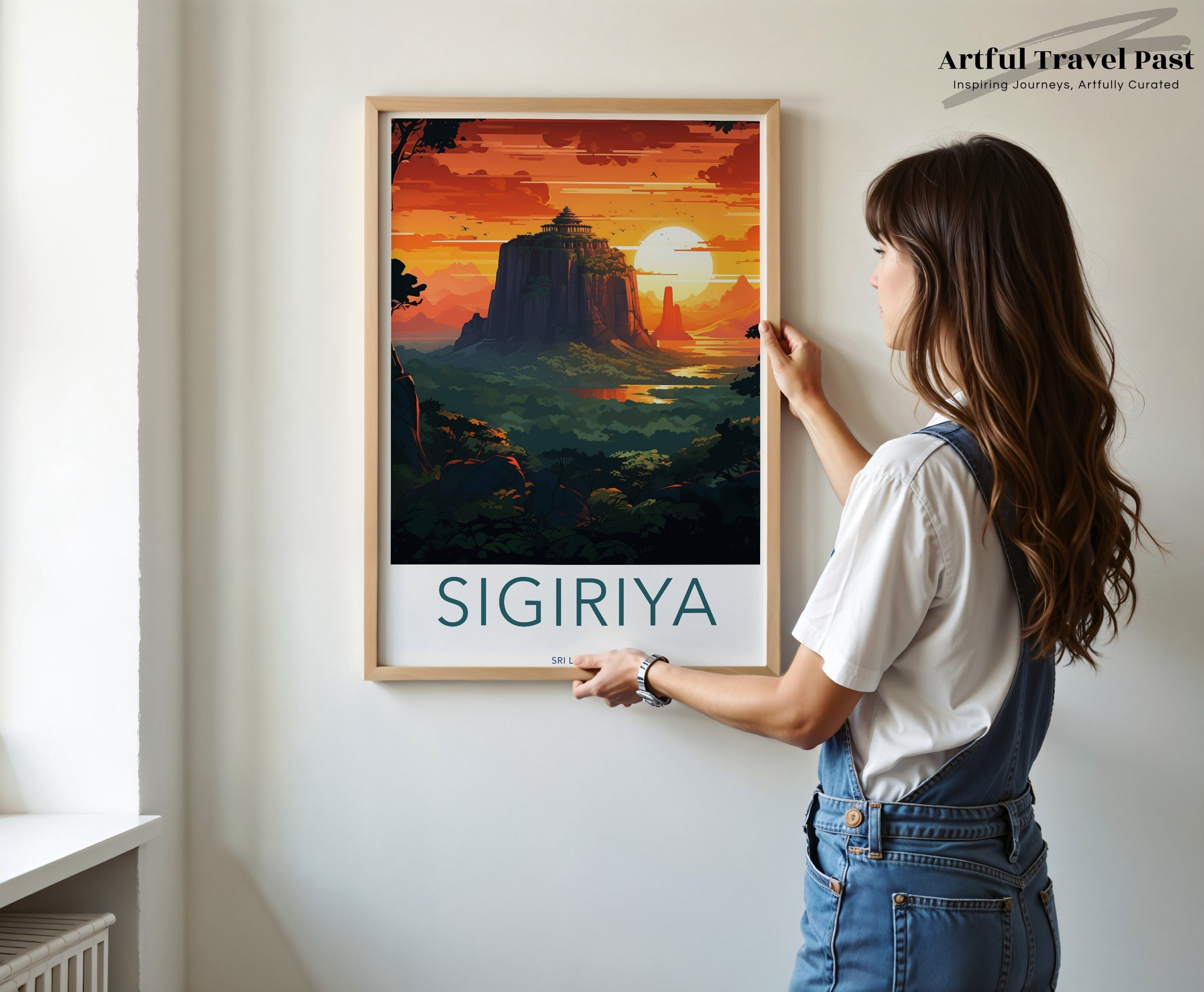 Sigiriya Wall Art Print, Sri Lanka Scenic Poster, Historic Rock Fortress Decor, Vibrant Landscape Artwork, Cultural Landmark Art