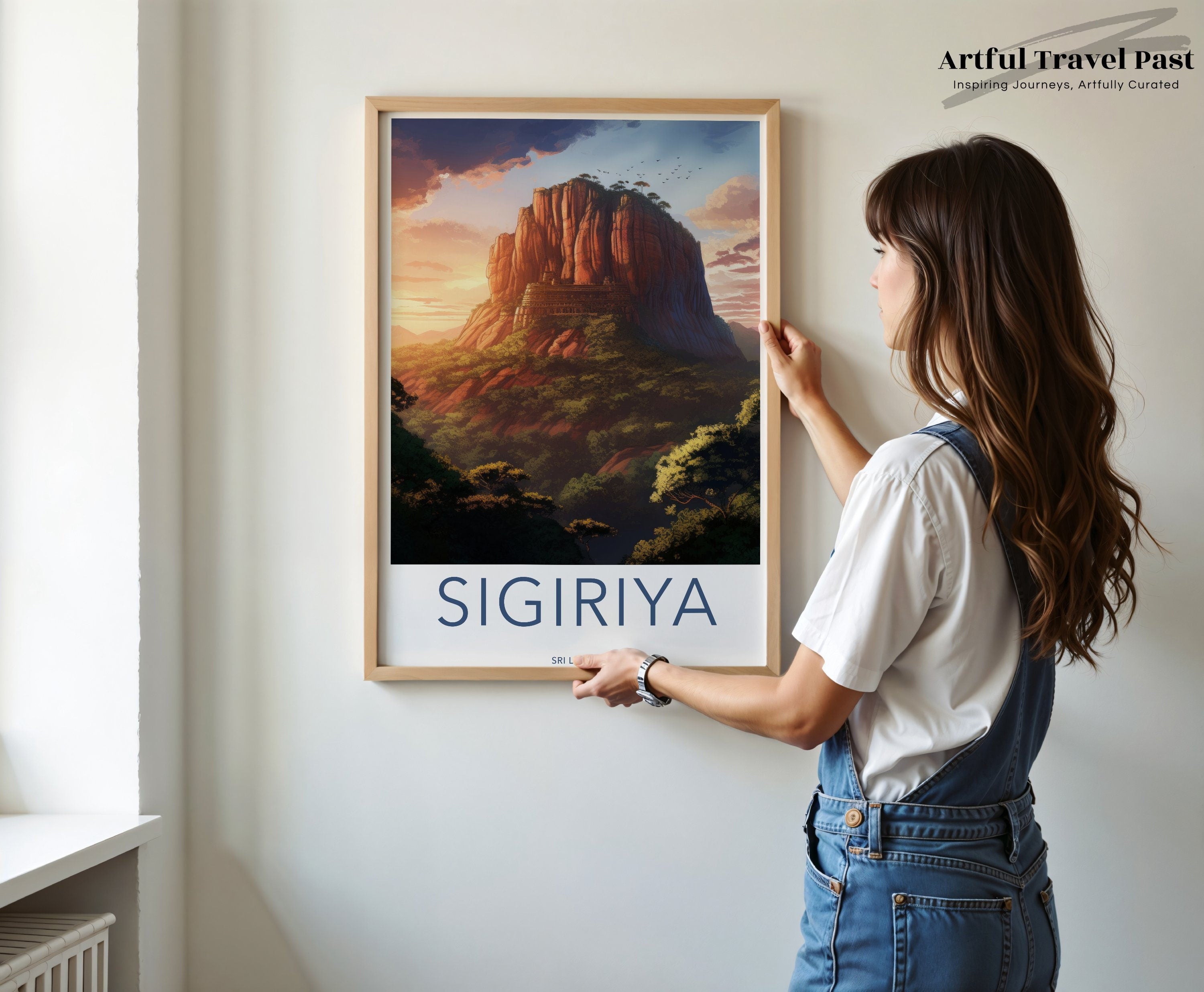 Sigiriya Fortress Wall Art, Sri Lanka Historical Landmark Print, Ancient Rock Fortress Artwork, Cultural Heritage Poster