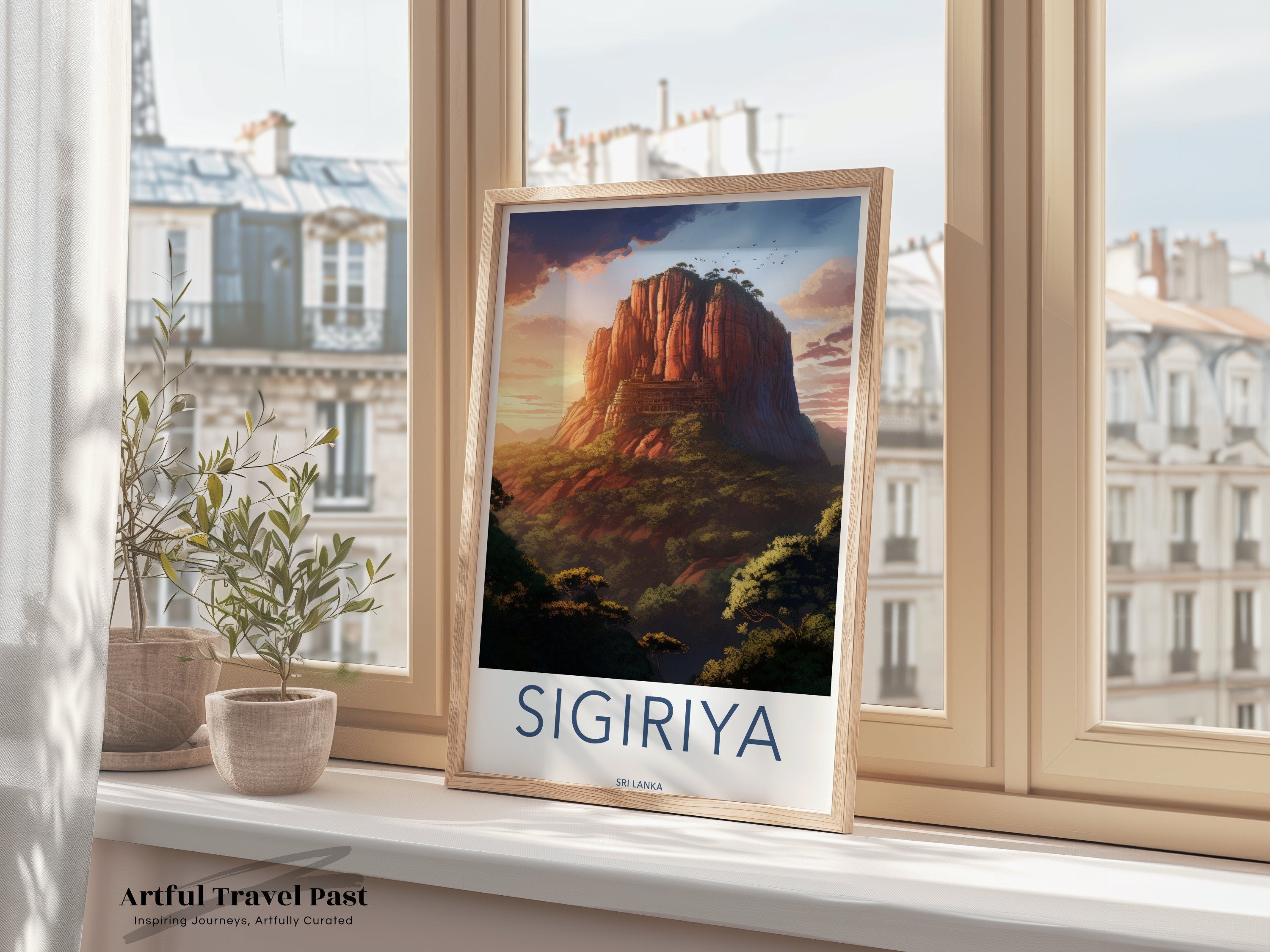 Sigiriya Fortress Wall Art, Sri Lanka Historical Landmark Print, Ancient Rock Fortress Artwork, Cultural Heritage Poster