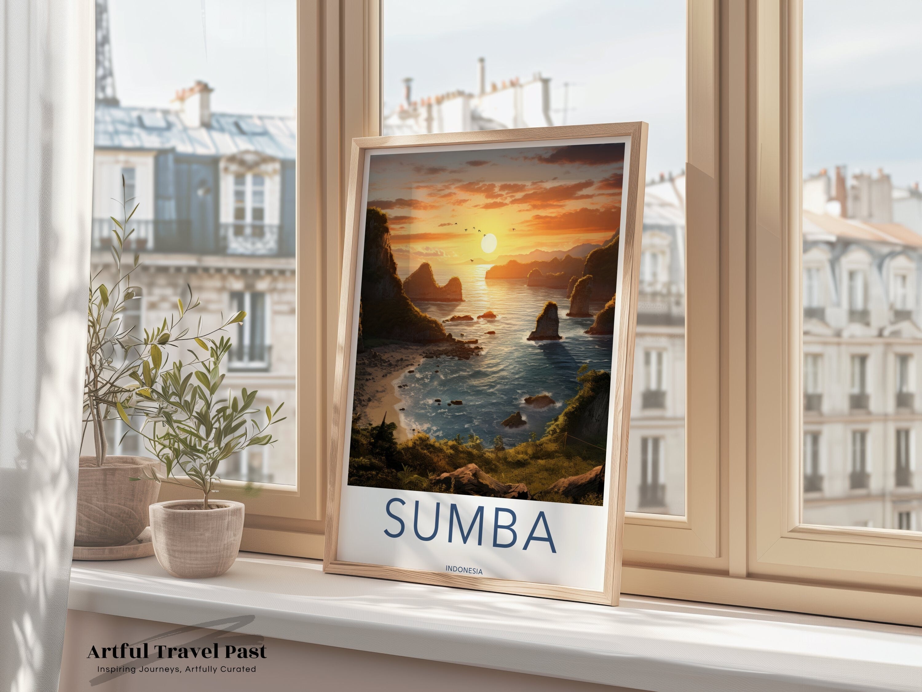 Sumba Island Sunset Wall Art, Indonesia Landscape Art, Coastal Scenic View, Nature Wall Decor, Travel Photography Poster, Tropical Paradise