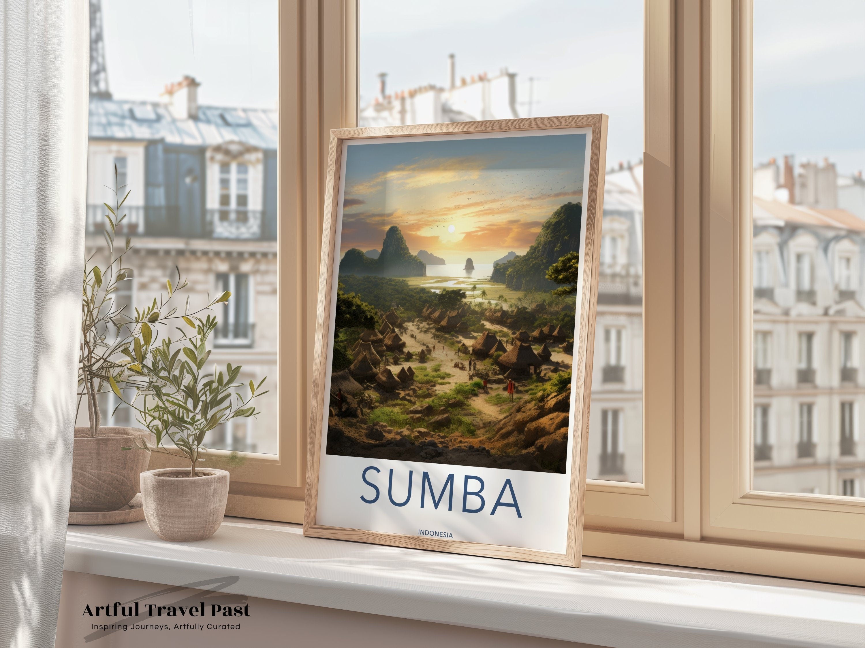 Sumba Indonesia Wall Art, Sunset Over Sumba Village, Scenic Indonesian Landscape, Cultural Heritage Print, Nature Inspired Decor