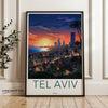 Tel Aviv Wall Art, Sunset Cityscape Print, Tel Aviv Poster, Israel Travel Artwork, Urban Landscape Décor, City Night View