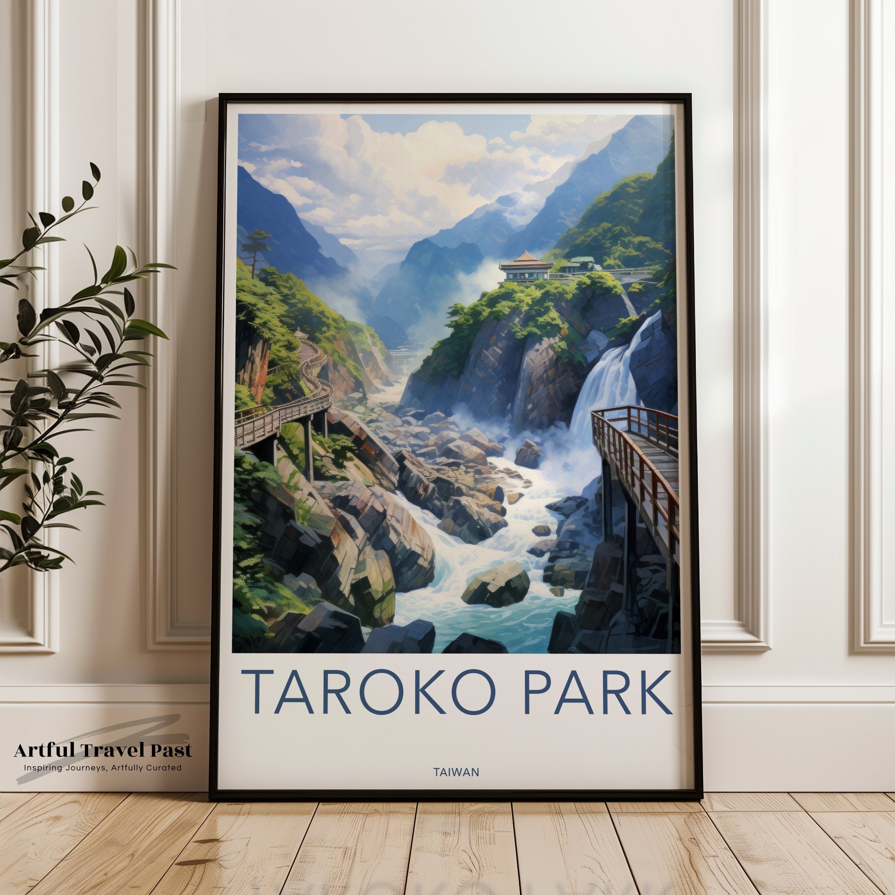 Taroko Park Wall Art, Taiwan Scenic Print, Nature Landscape Decor, Architectural Wonders Poster, Cultural Landmark Artwork