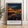 Udaipur City Nightscape, Cityscape Wall Art, India Wall Decor, Historic City Print, Scenic Urban Art, Architectural Wonders, Wall Poster