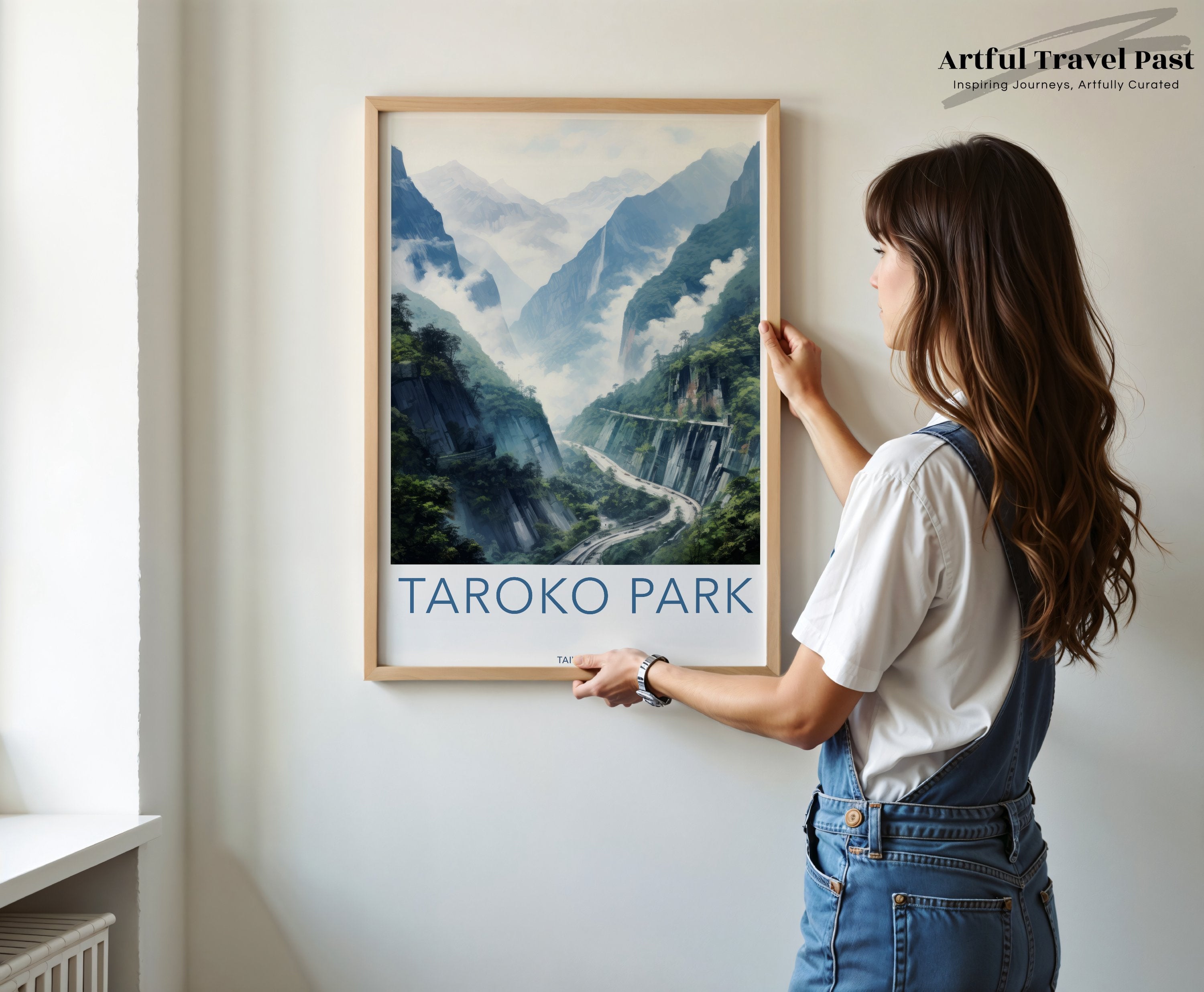 Taroko Park Wall Art, Taiwan Scenic Print, Mountain Landscape Poster, Taiwans Natural Beauty, Architectural Wonders Artwork