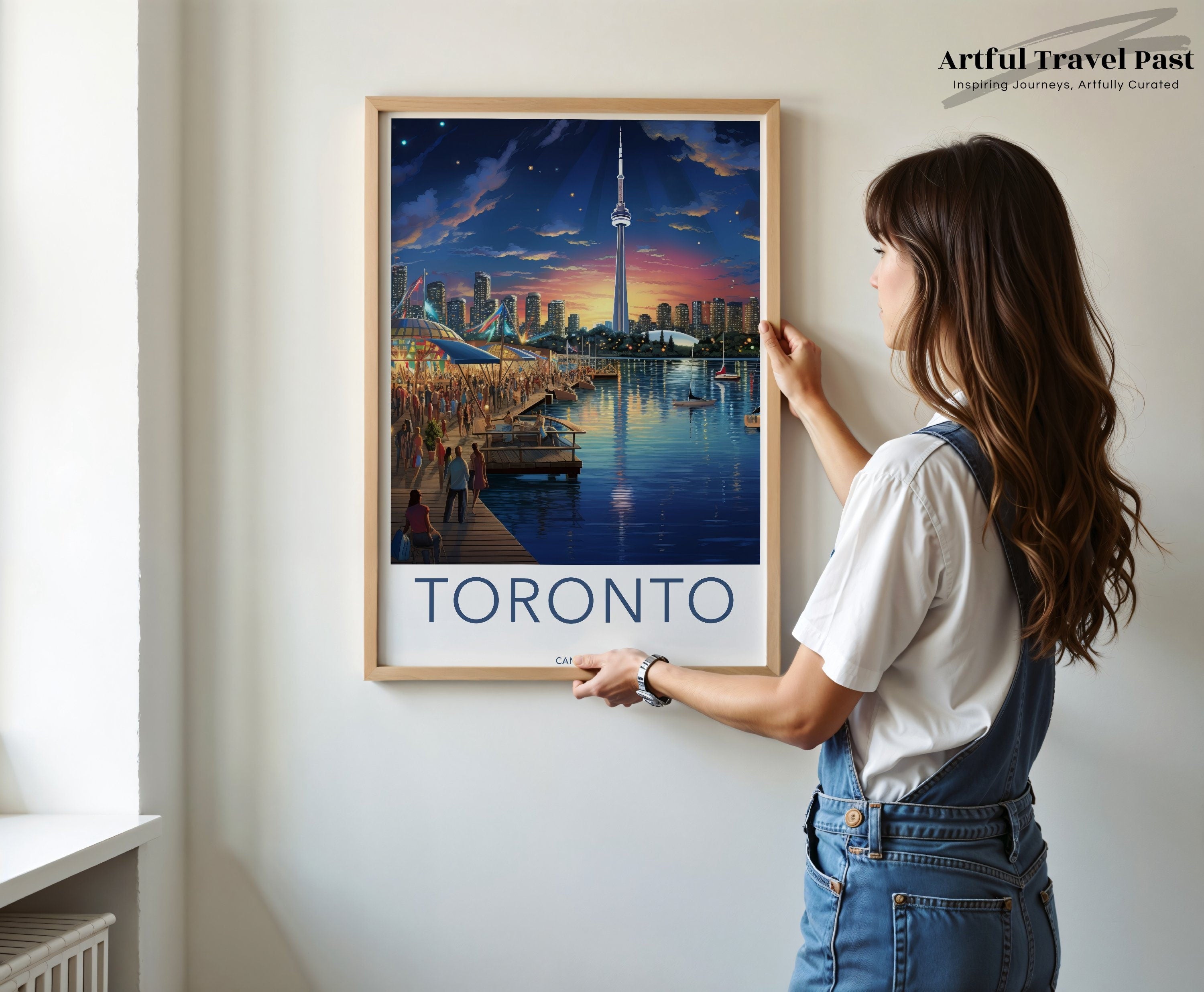 Toronto Cityscape Wall Art, CN Tower at Dusk, Toronto Skyline Print, Waterfront Poster, City Night Lights, Urban Landscape Artwork