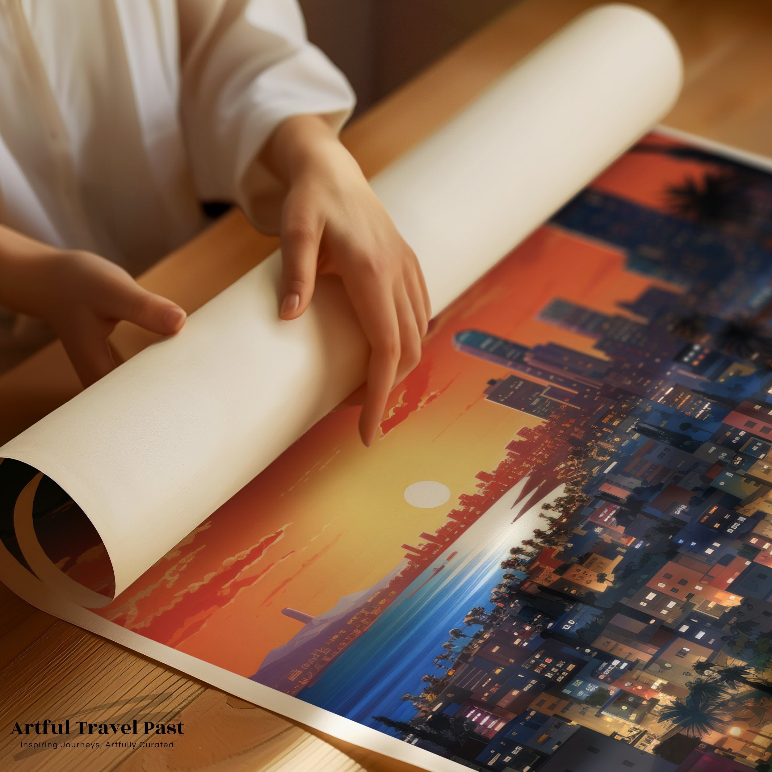 Tel Aviv Wall Art, Sunset Cityscape Print, Tel Aviv Poster, Israel Travel Artwork, Urban Landscape Décor, City Night View