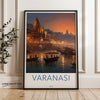 Varanasi Wall Art, India Sunset River Scene, Historic Architecture Art, Cultural Landmark Print, Cityscape Artwork, Home Decor