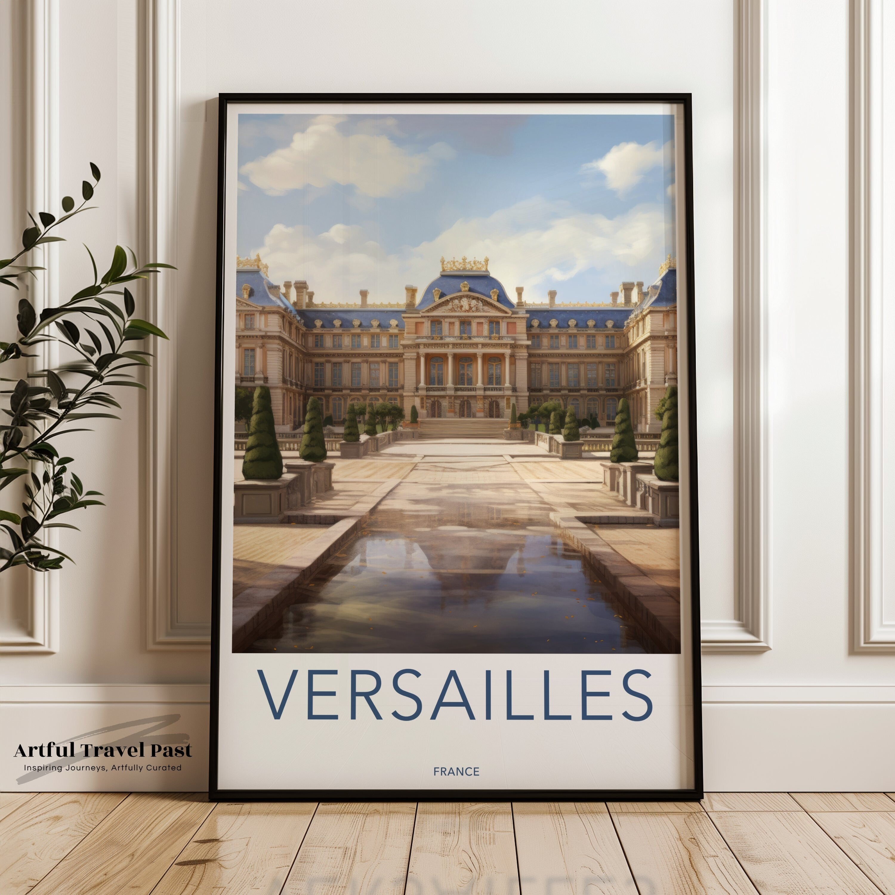 Versailles Wall Art, French Palace Poster, Historic Architecture Print, Elegant Chateau Illustration, France Travel Decor