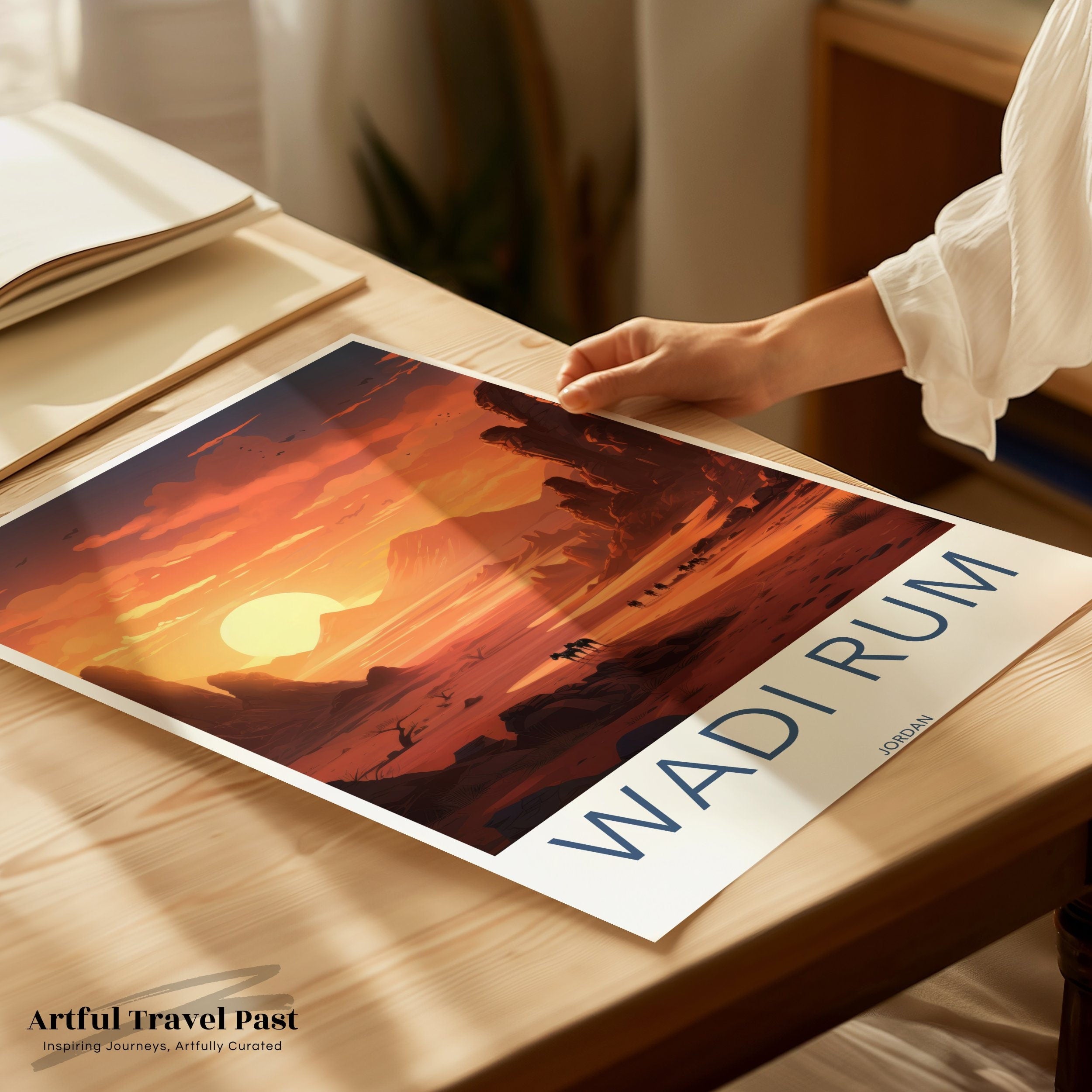 Sunset Wall Art, Wadi Rum Print, Desert Landscape Poster, Jordan Artwork, Nature Decor, Scenic View, Travel Souvenir, Home Decor