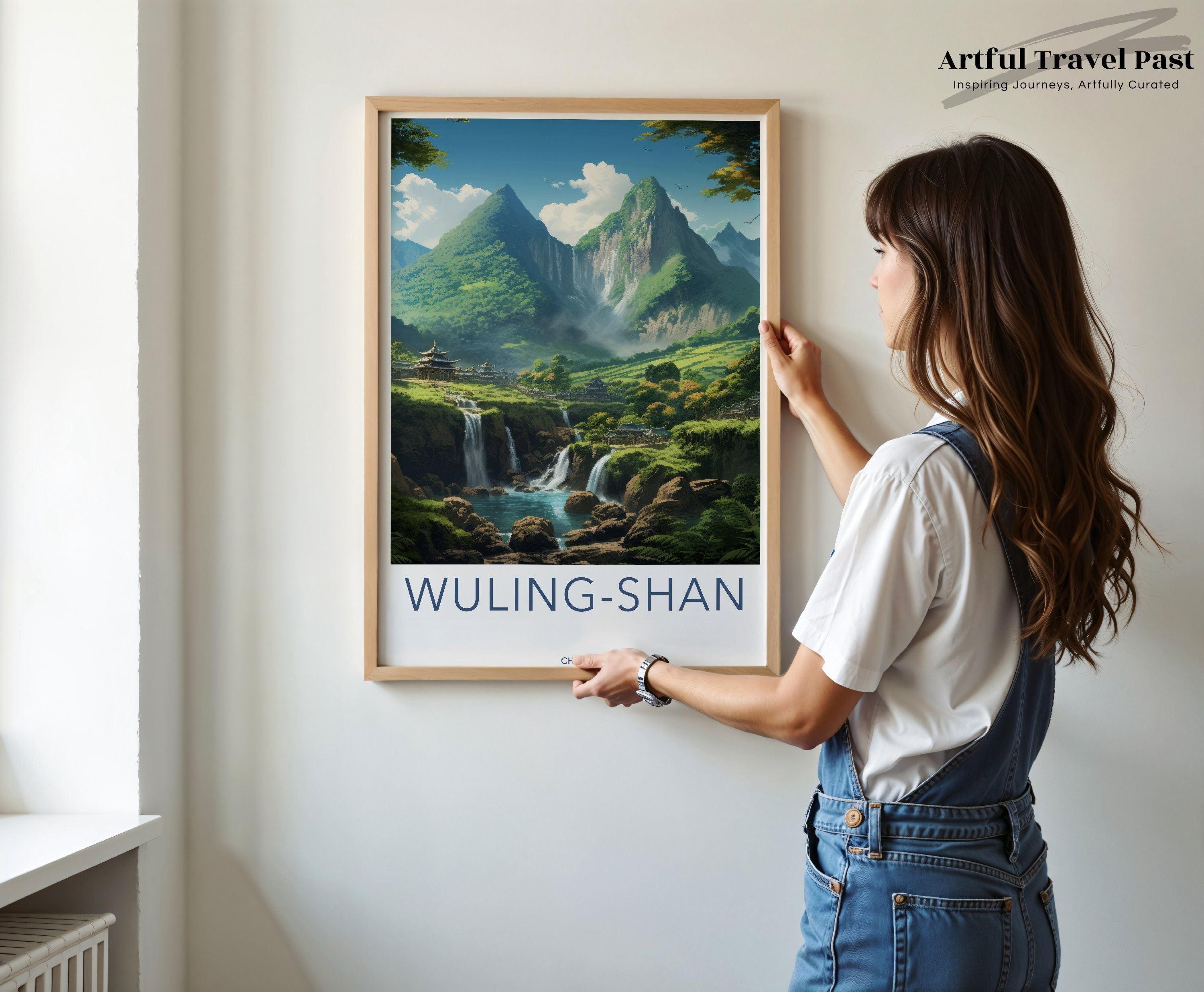 Wuling-Shan Wall Art, China Scenic Print, Mountain Waterfall Landscape, Nature Artwork, Asian Inspired Decoration, Tranquil Scenery Poster