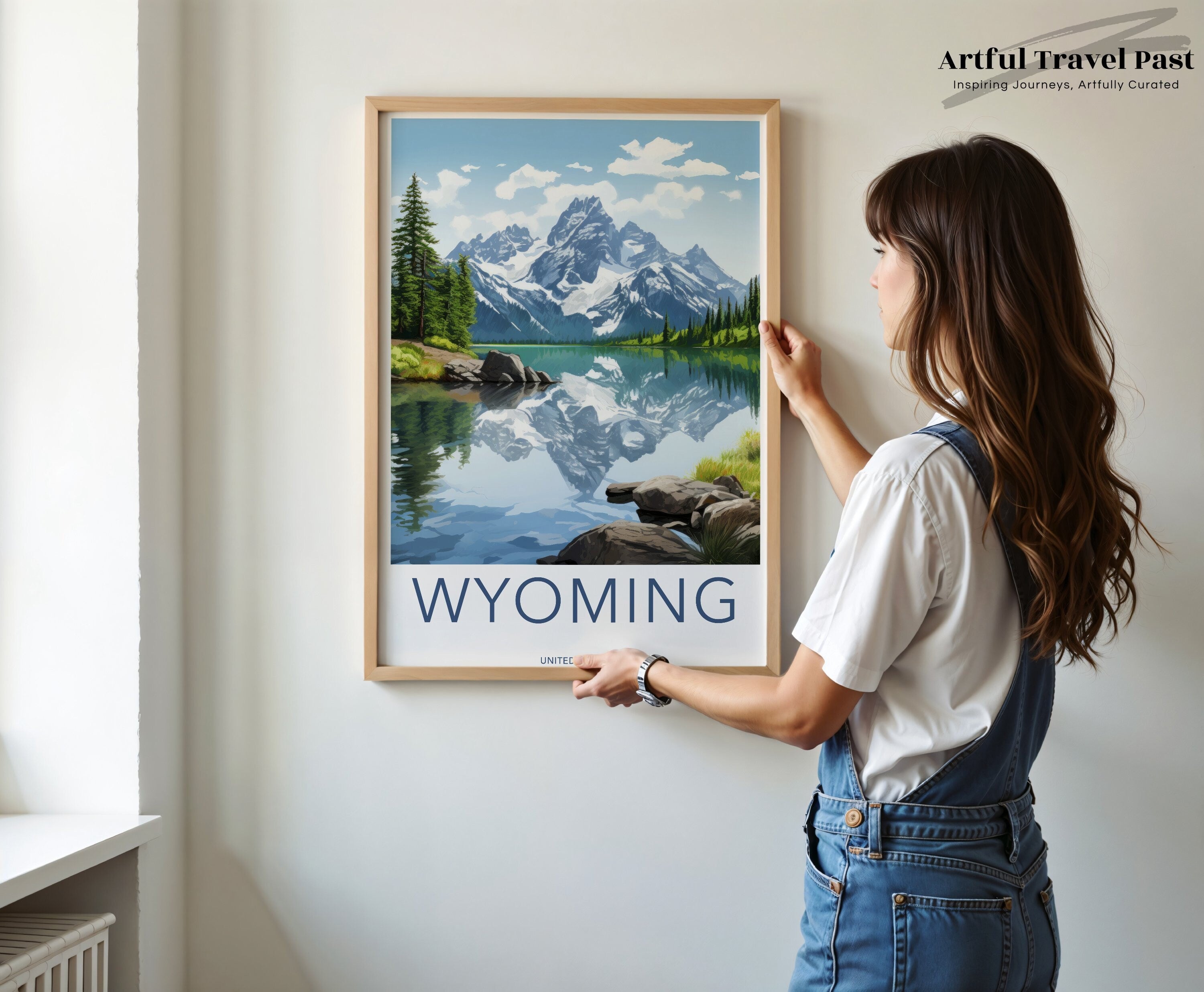 Wyoming Wall Art Print, Mountain Lake Art, Nature Landscape Poster, Wyoming Home Decor, Scenic Wall Decoration, USA Travel Art