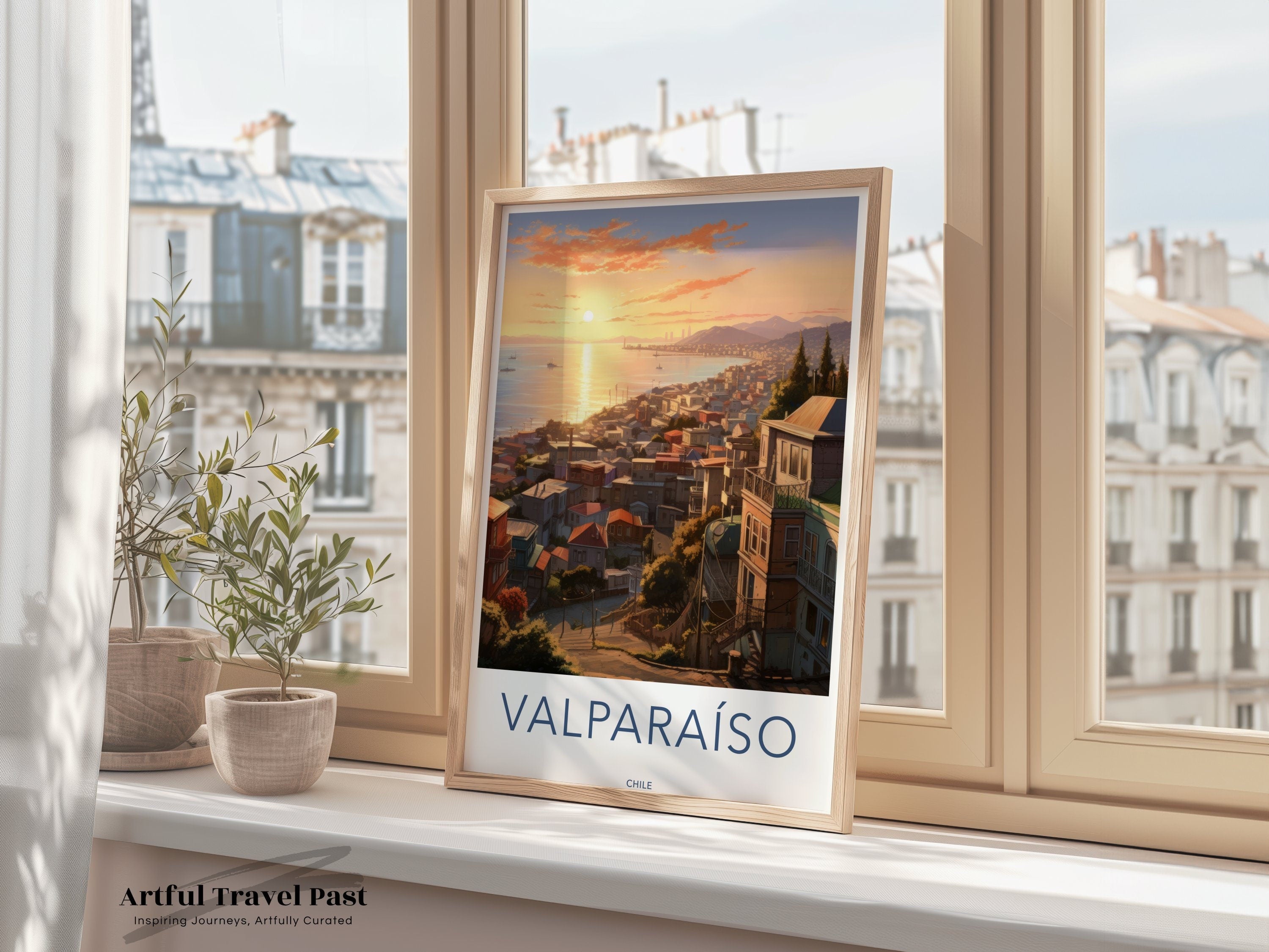 Valparaíso Wall Art Poster, Stunning Sunset Over Valparaíso, Chilean Coastal Cityscape, Beautiful Home Decor, Artistic City Print, Vibrant