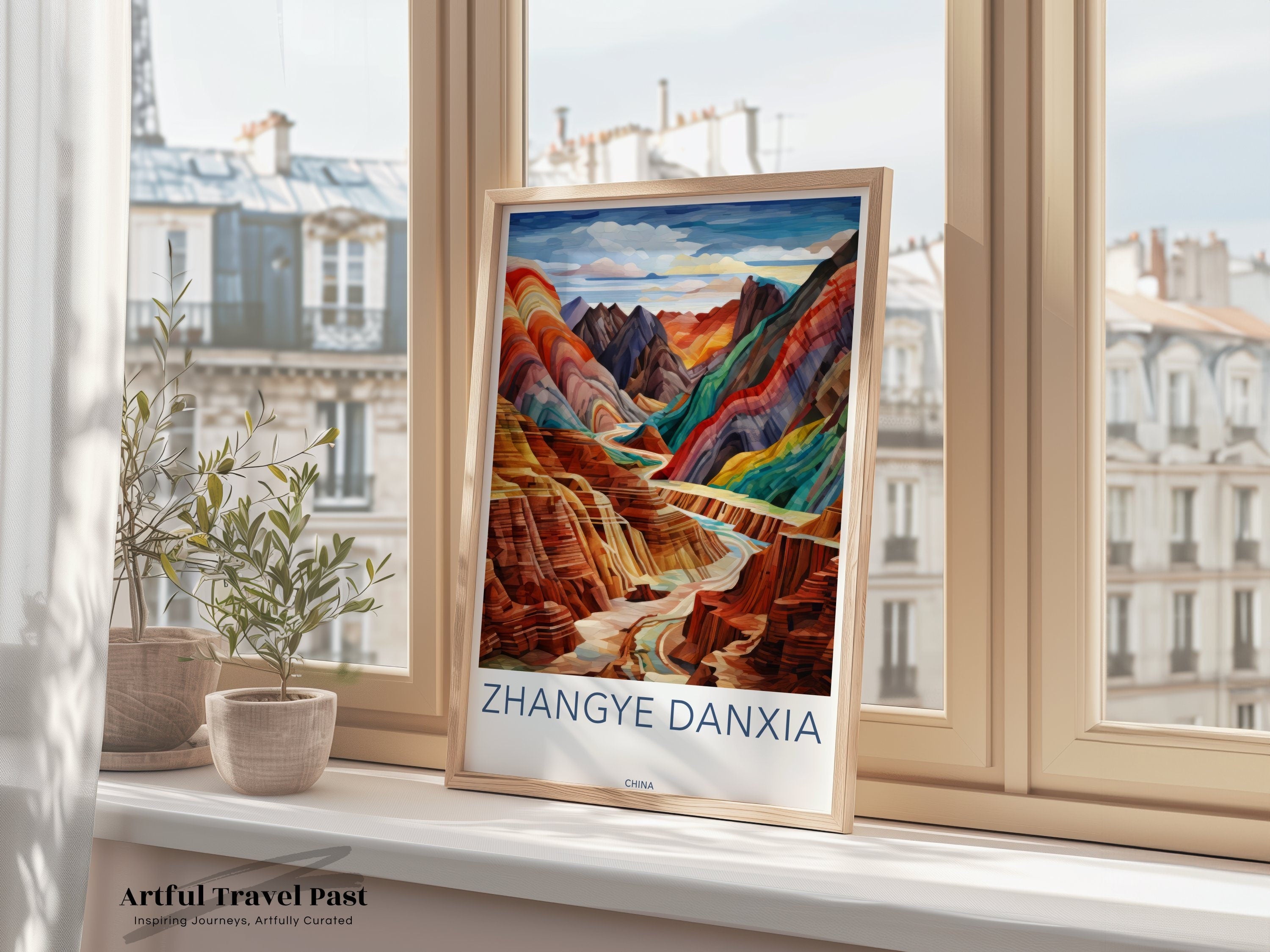 Zhangye Danxia Landform Wall Art, Colorful Mountain Landscape Print, Chinese Natural Wonder, Vibrant Wall Decor, Nature Inspired Art