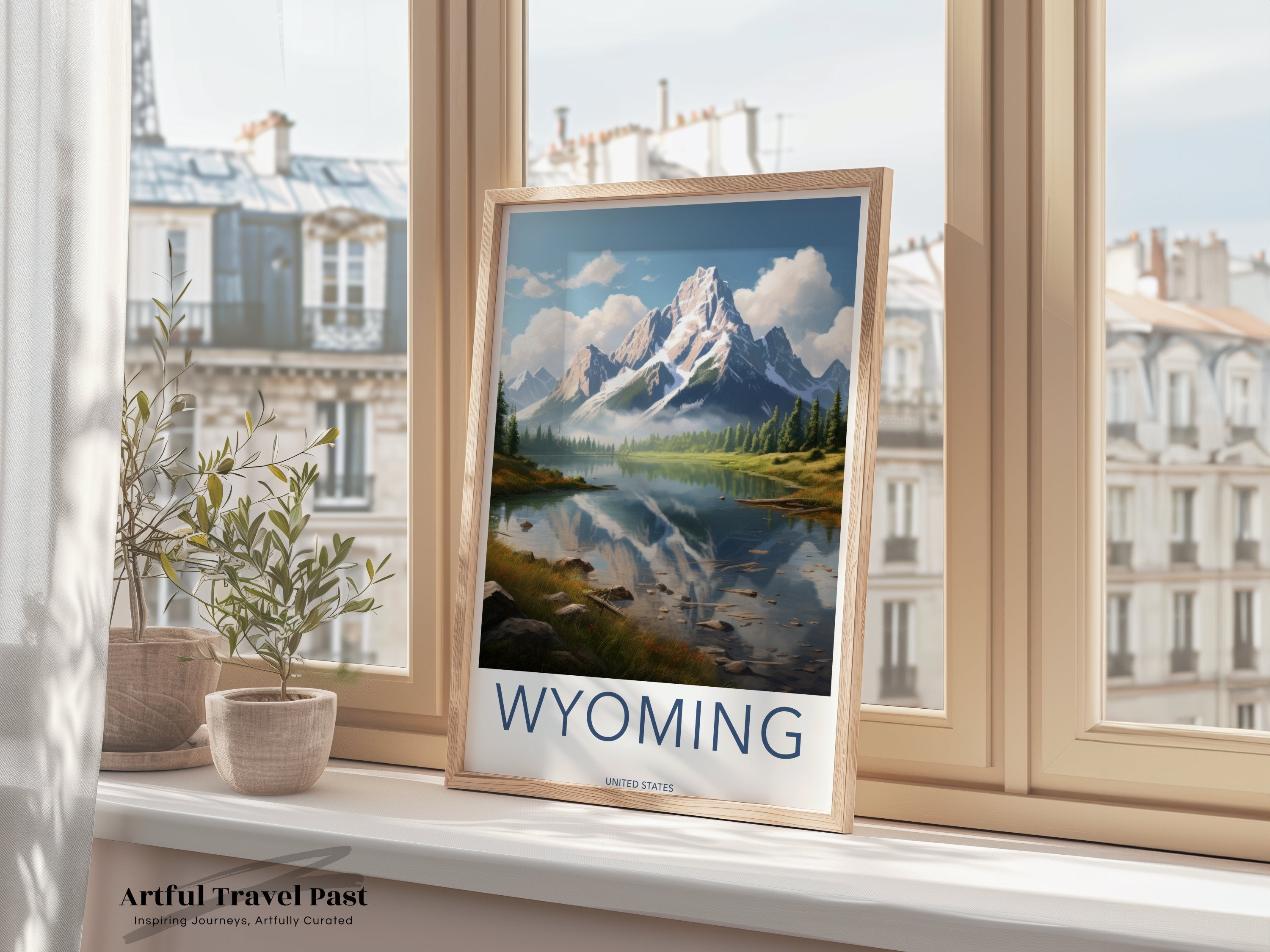 Wyoming Wall Art, Scenic Landscape Print, Mountain Wilderness, Rustic Home Decor, Nature Photography, Lake Reflection Poster, USA