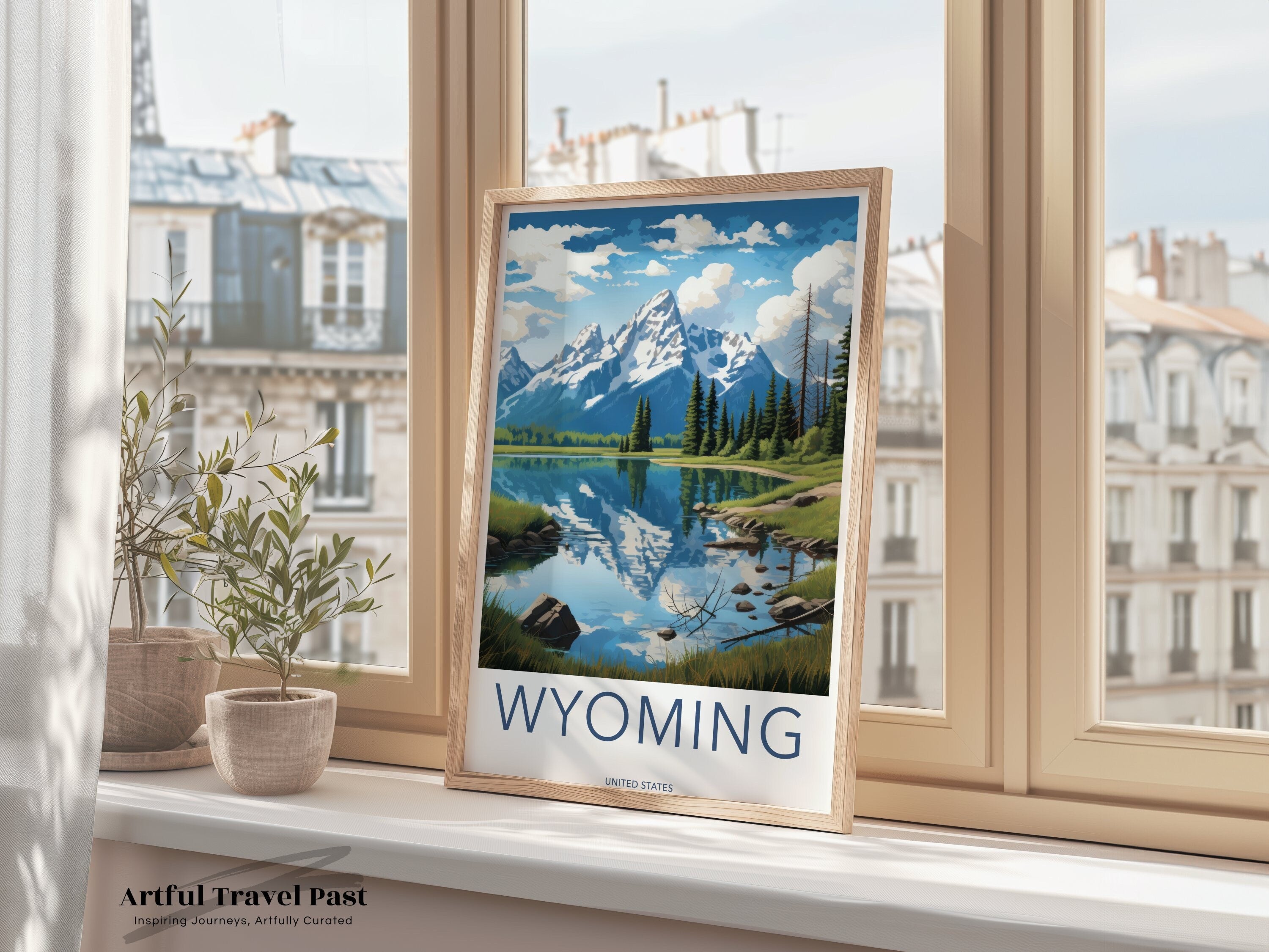 Wyoming Wall Art, Mountain Landscape Print, Scenic Nature Artwork, USA Travel Decor, Majestic Peaks Poster, Home and Office Decoration