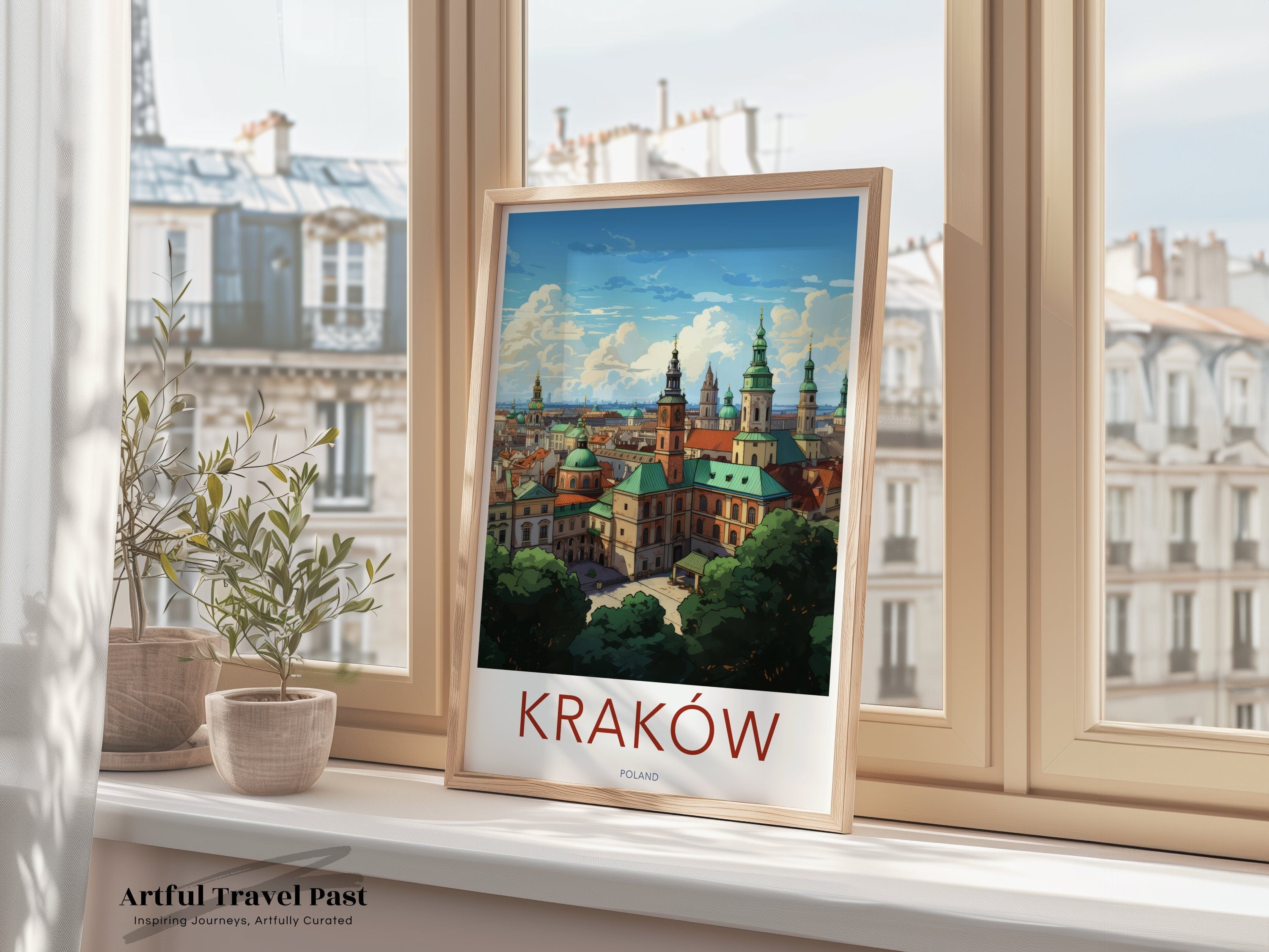 Kraków Wall Art, Historic Cityscape Print, Old Town Architecture, Poland Travel Poster, Eastern European City Art Decor