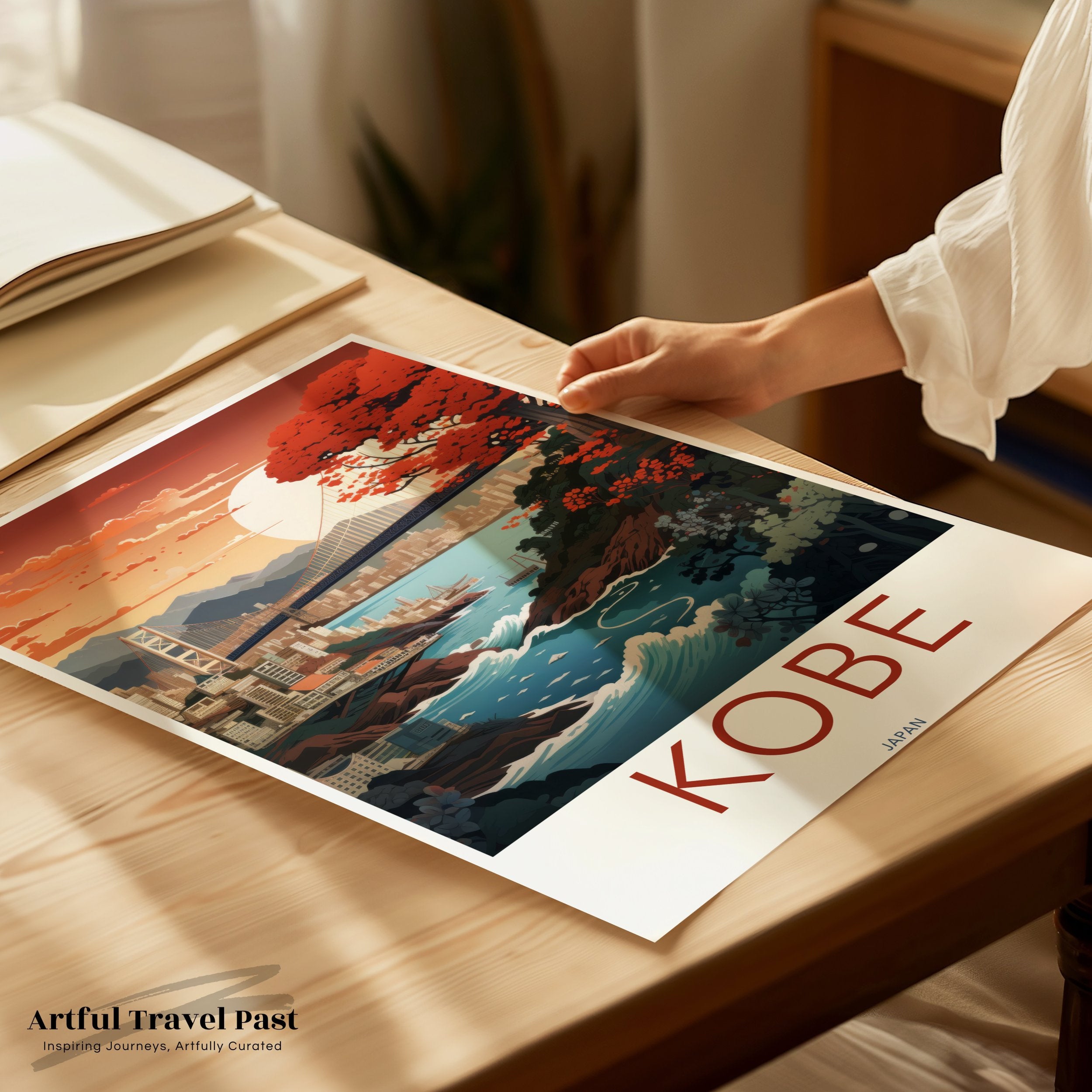 Kobe Wall Art, Japan Scenic Poster, Architectural Wonders, Beautiful Kobe Cityscape, Nature and Culture Artwork, Coastal View