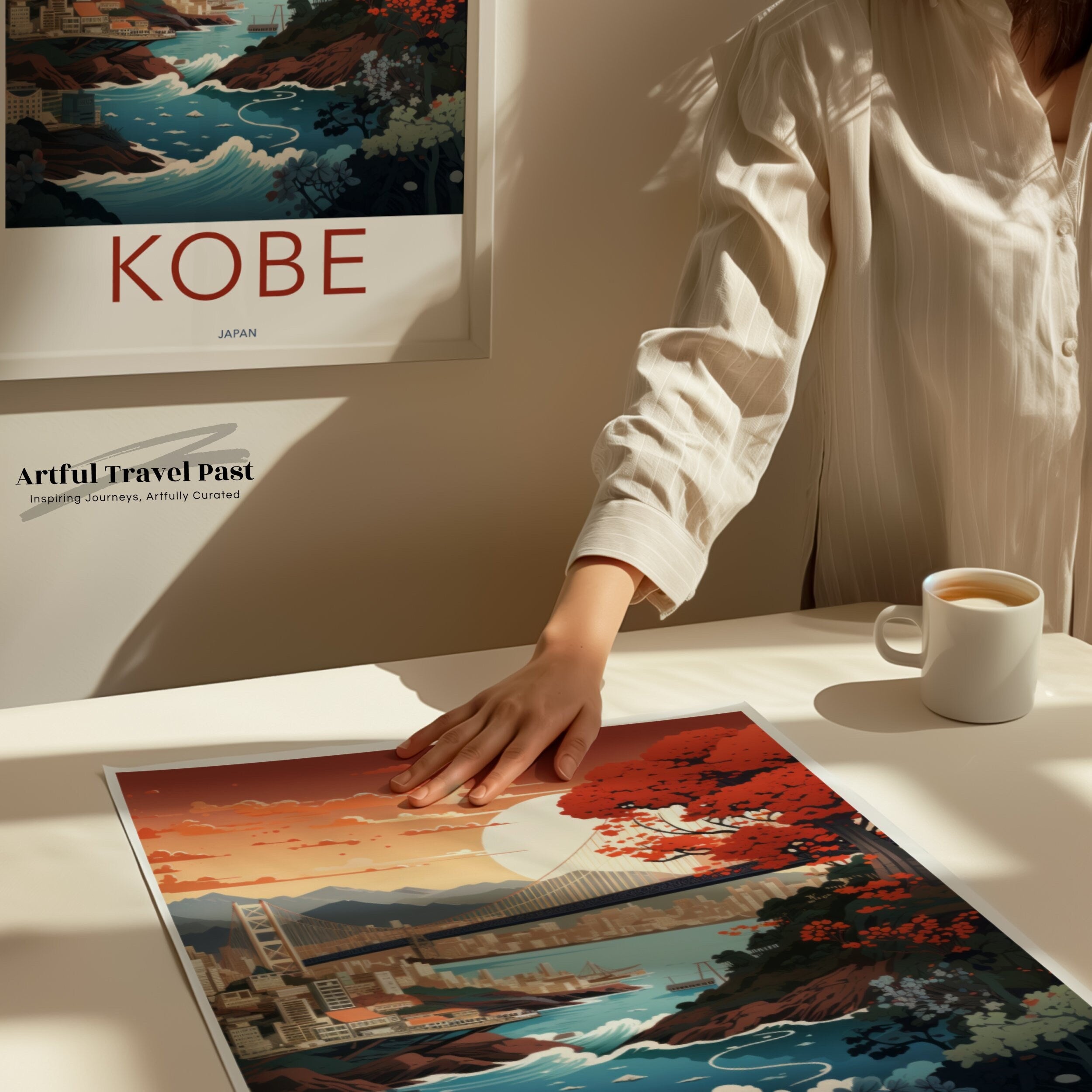 Kobe Wall Art, Japan Scenic Poster, Architectural Wonders, Beautiful Kobe Cityscape, Nature and Culture Artwork, Coastal View