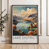 Lake District England Autumn Landscape, Scenic Wall Art, Nature Print, Mountain View Decor, Lakeside Illustration, Travel Poster