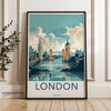 London Skyline Illustration, Iconic Landmarks Wall Art, Vintage Travel Poster, Urban Landscape Print, Home Decor, Art Gift, Cityscape