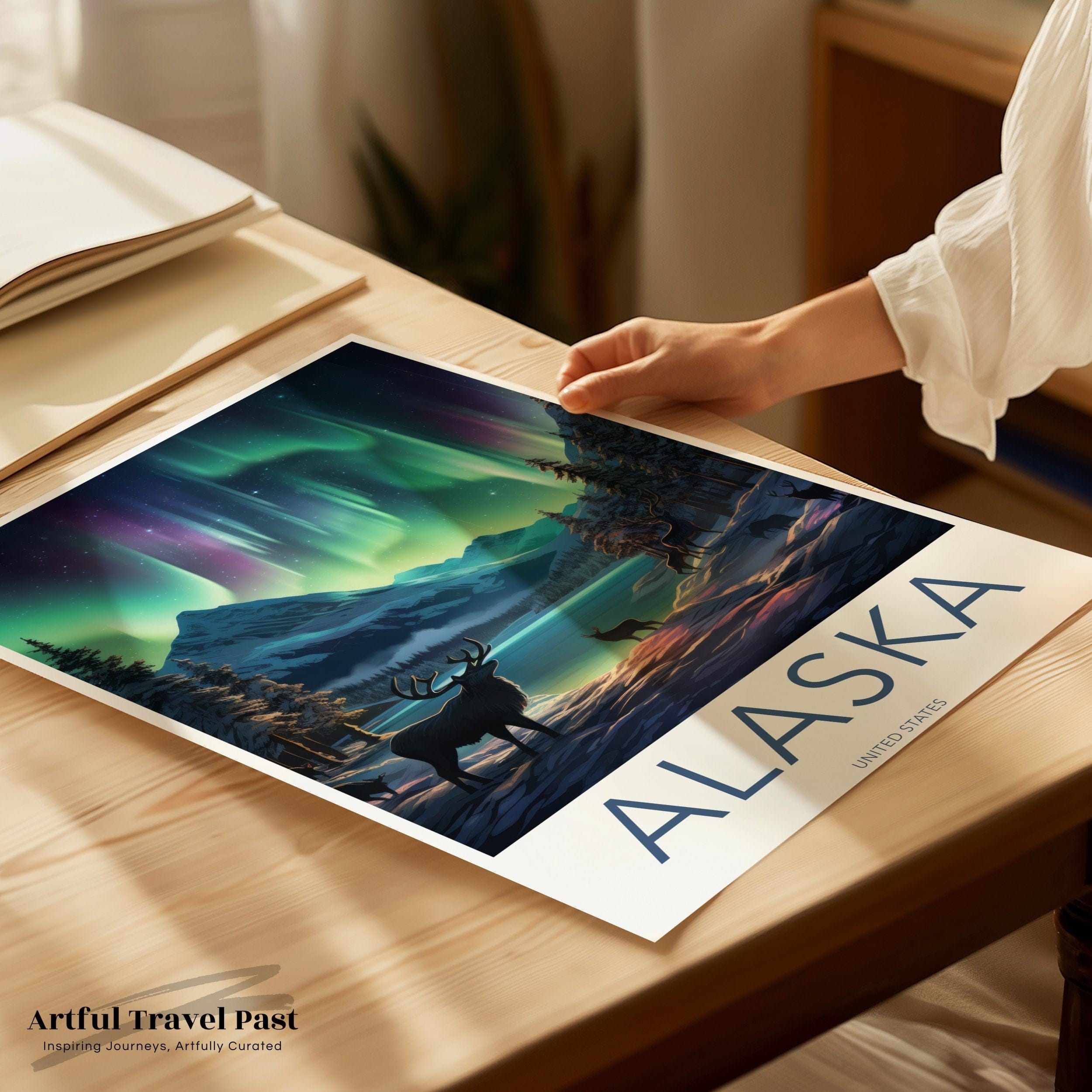 Wall Art Alaska Poster | Aurora Borealis Artwork | USA Wall Art