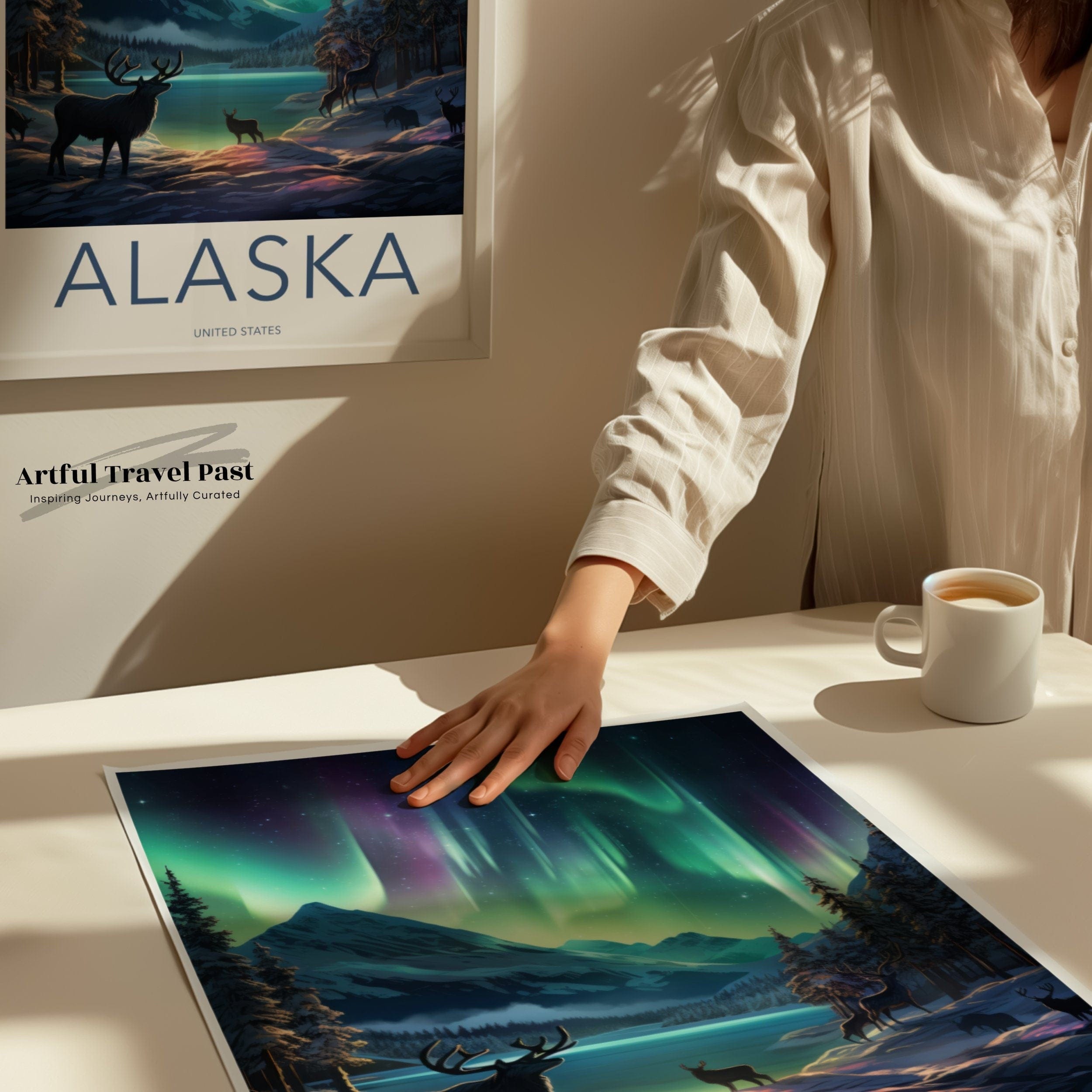 Wall Art Alaska Poster | Aurora Borealis Artwork | USA Wall Art