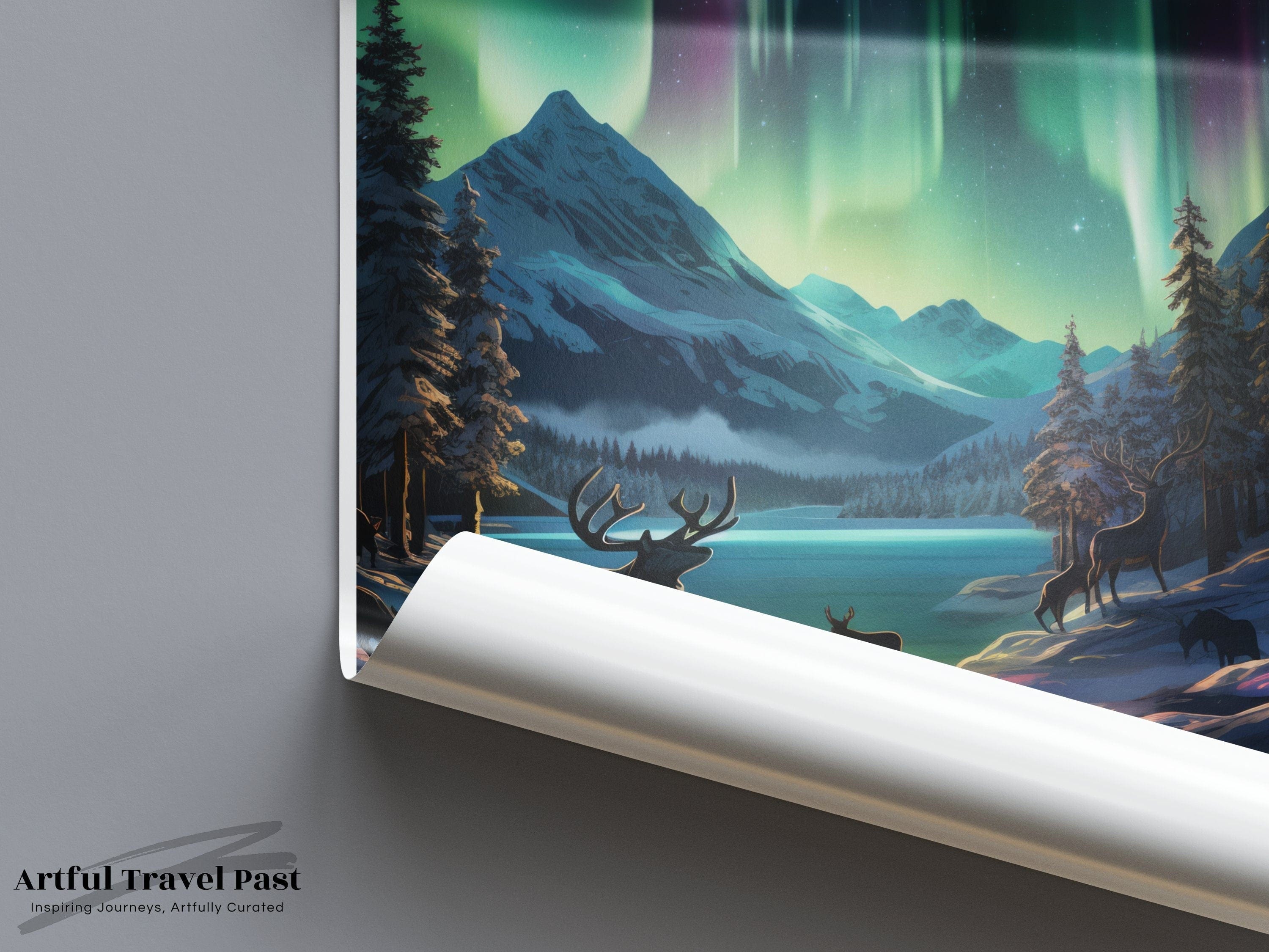 Wall Art Alaska Poster | Aurora Borealis Artwork | USA Wall Art