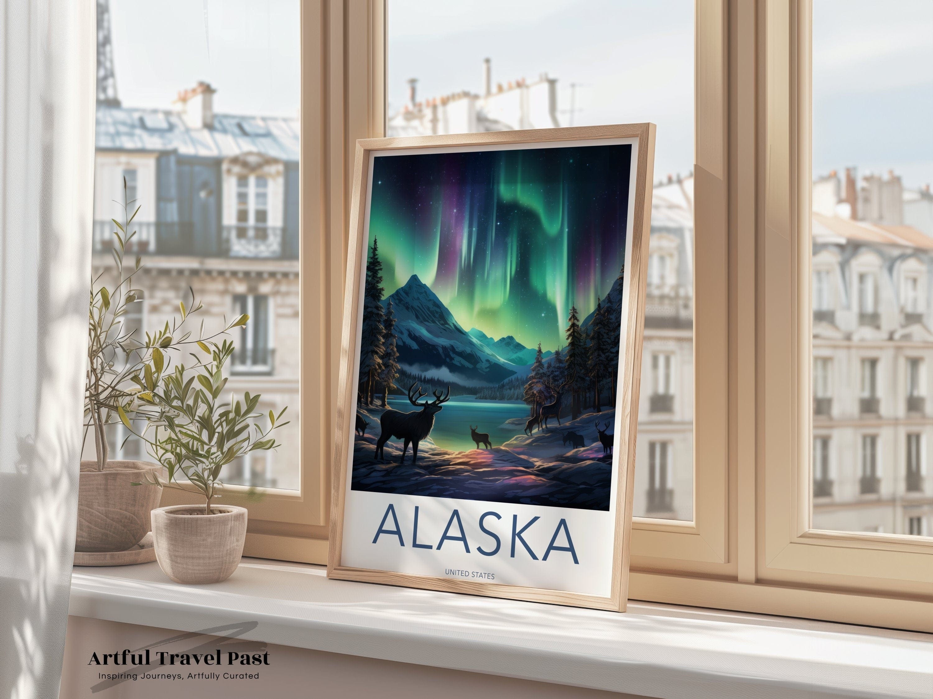 Wall Art Alaska Poster | Aurora Borealis Artwork | USA Wall Art