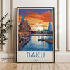 Wall Art Baku Poster | Sunset Skyline | Azerbaijan Wall Art