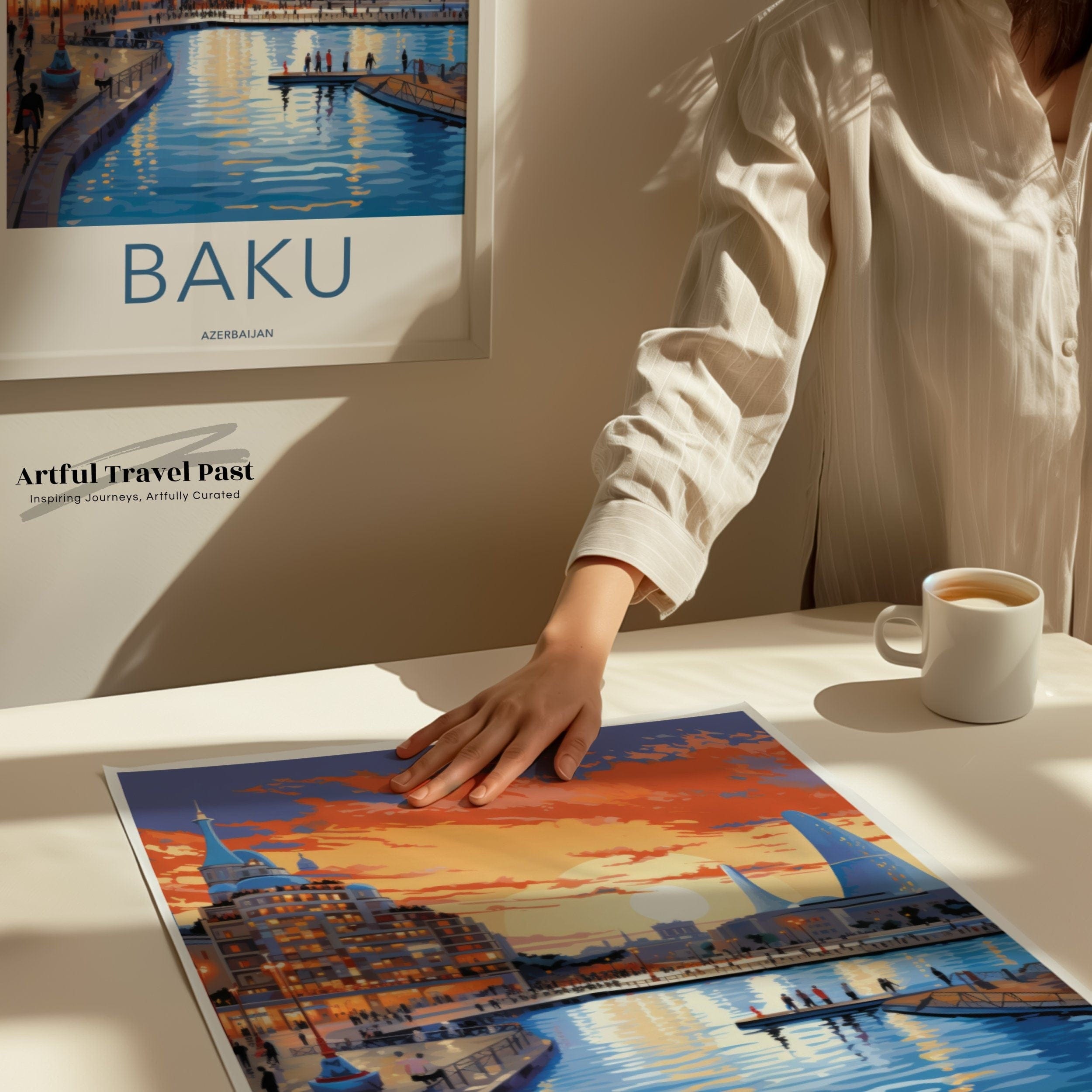 Wall Art Baku Poster | Sunset Skyline | Azerbaijan Wall Art