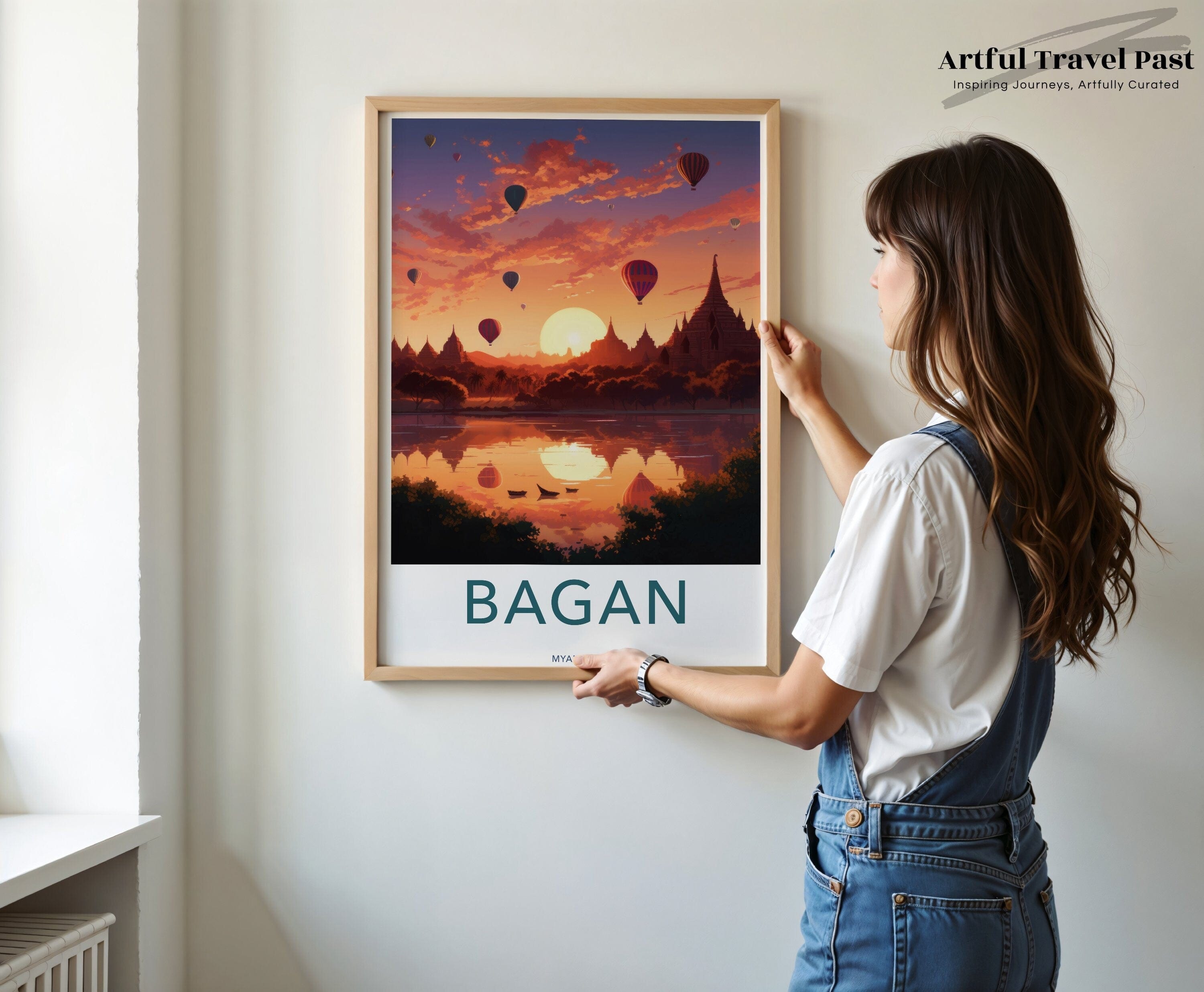 Wall Art Bagan Sunset Poster | Myanmar Wall Art | Asia Decor