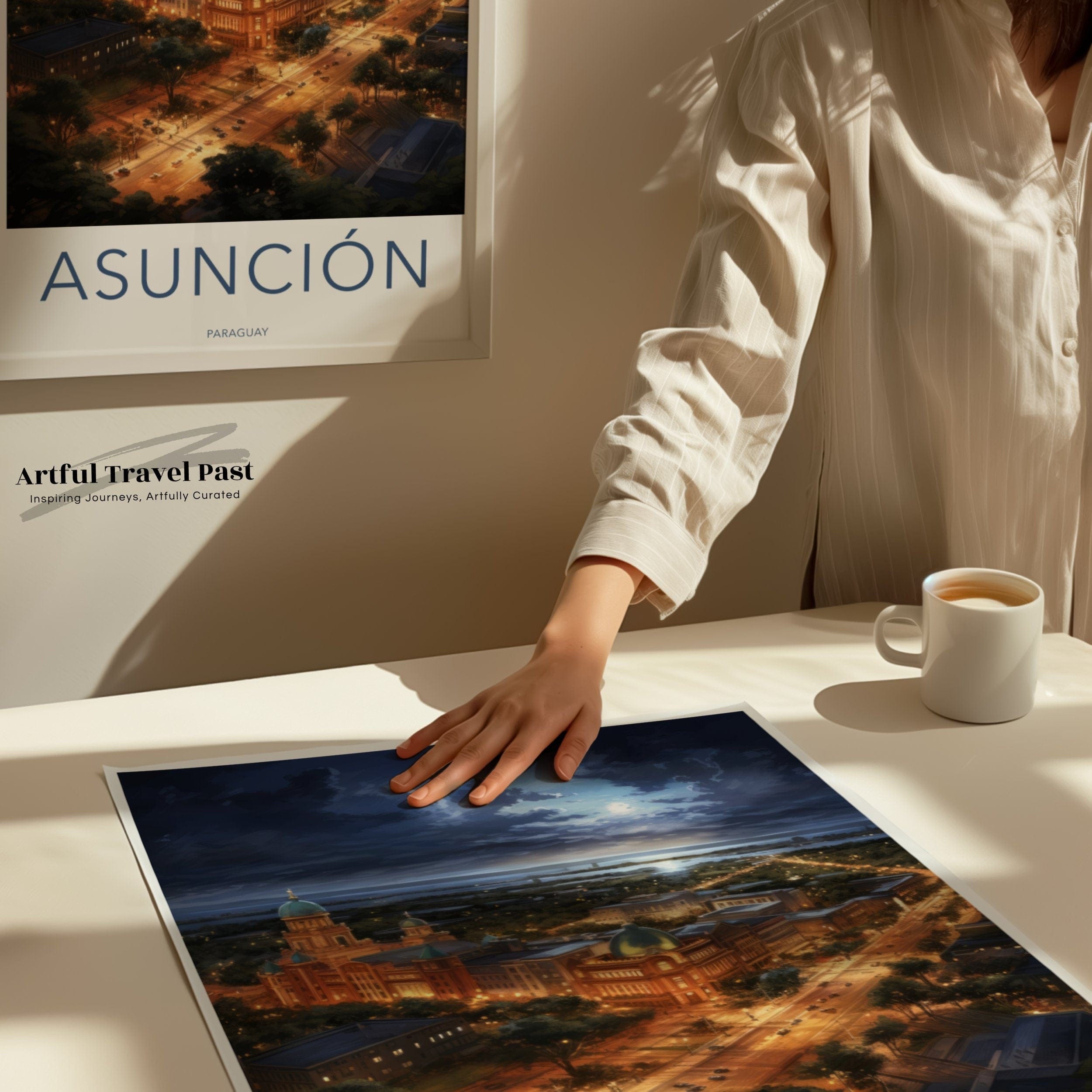 Wall Art Asunción Poster | Moonlit City | Paraguay Wall Art