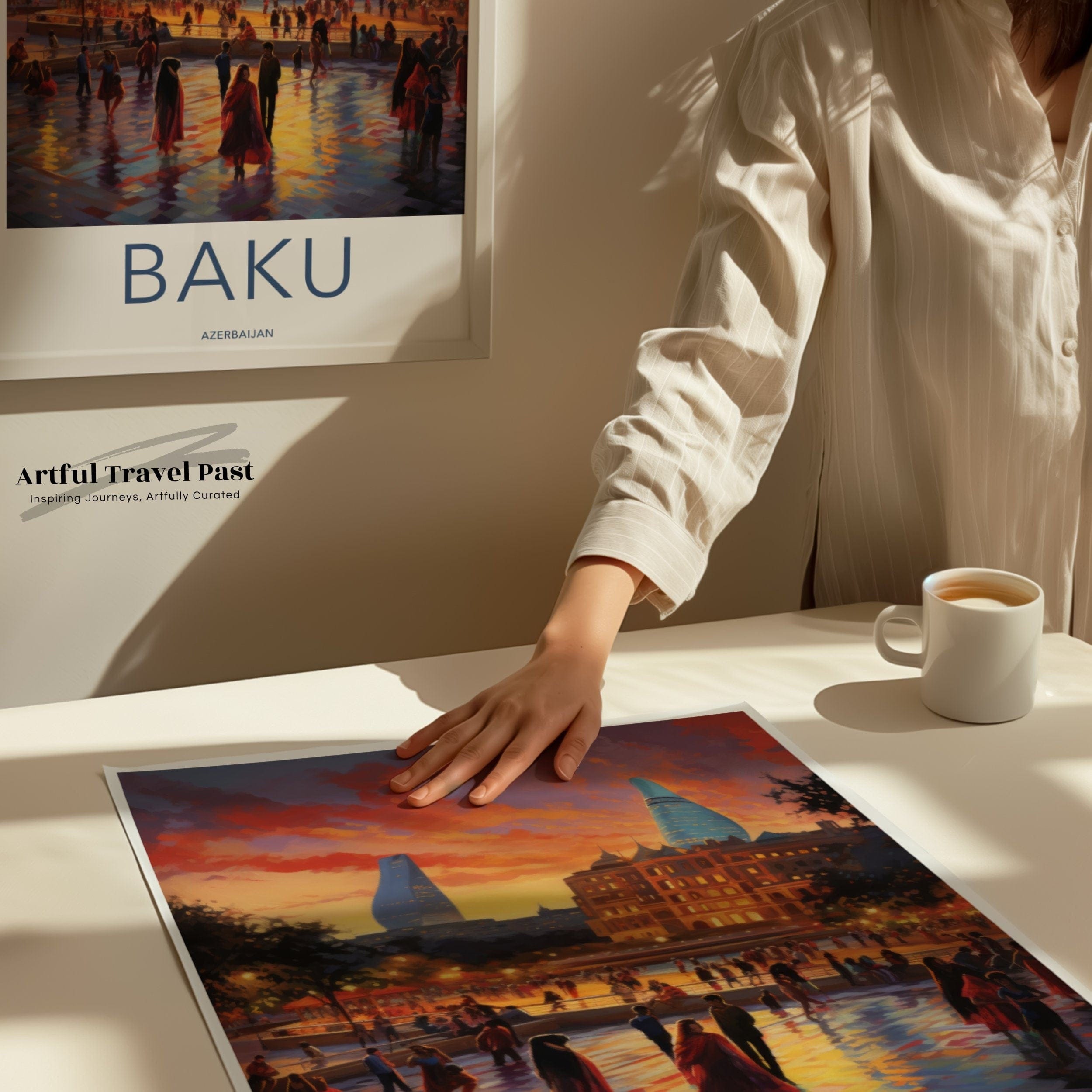 Wall Art Baku Poster | Vibrant City Streets | Azerbaijan Wall Art