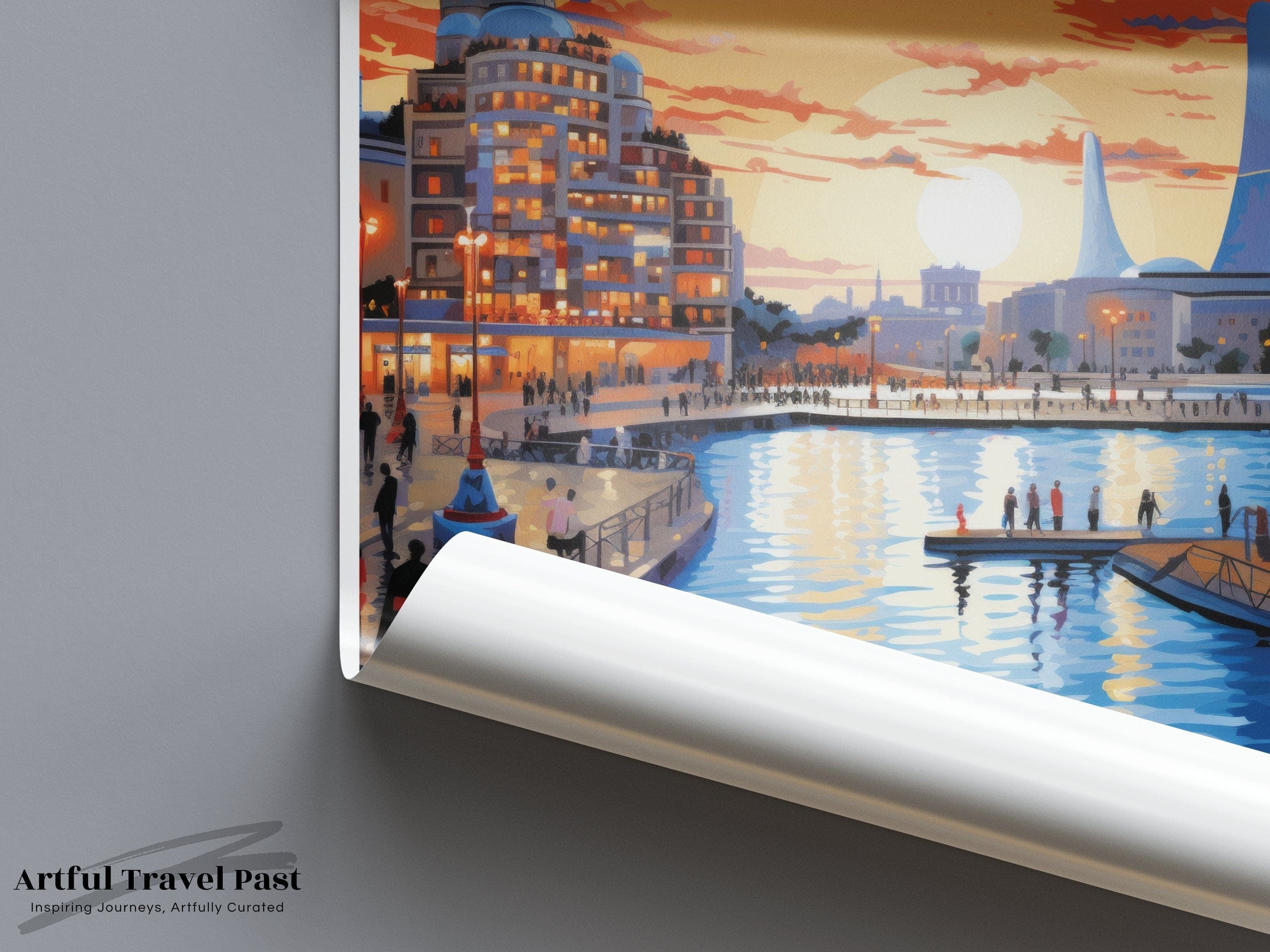 Wall Art Baku Poster | Sunset Skyline | Azerbaijan Wall Art